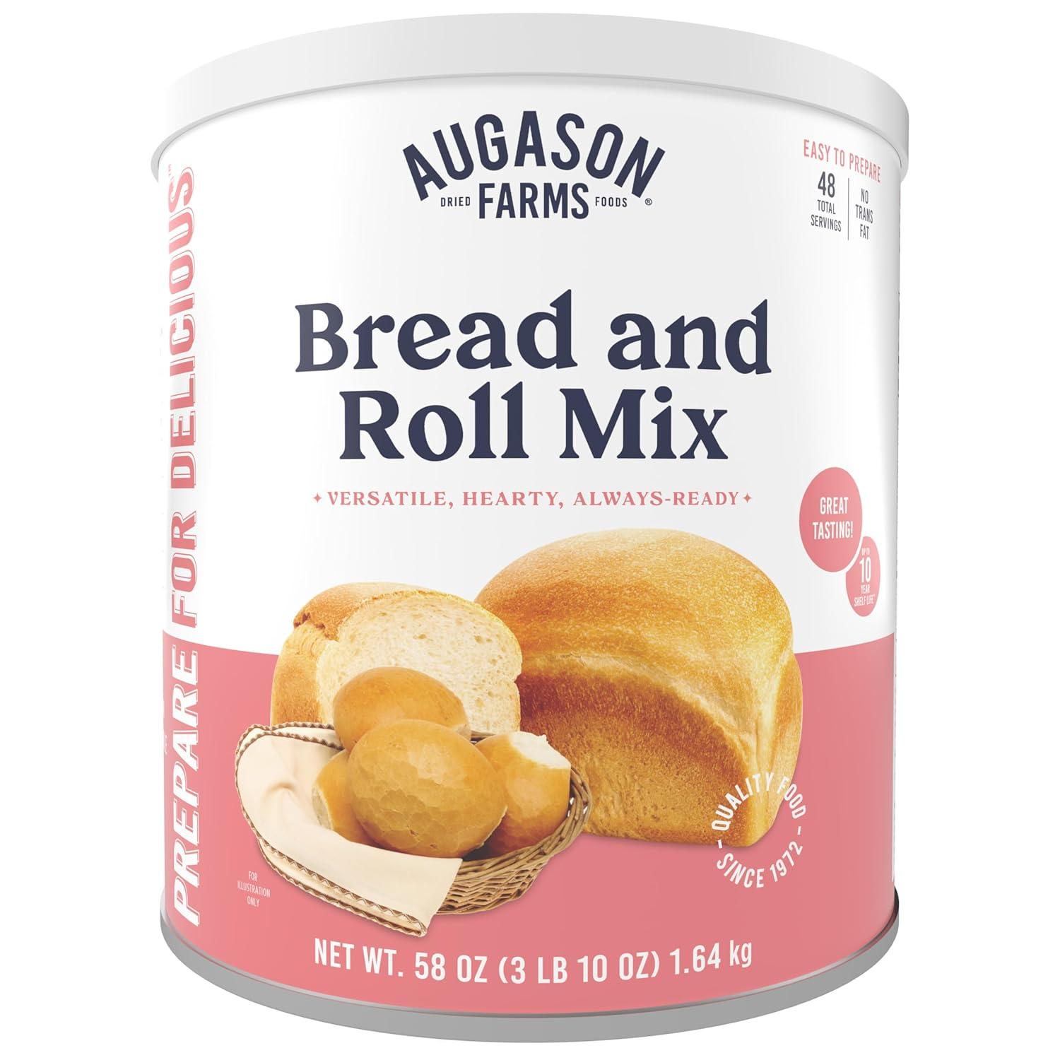 image:imageAugason Farms Bread and Roll Mix Can Emergency Food Supply 48 Servings 10 Year Shelf Life Makes 6 Loaves or 72 Bread Rolls for Prepared Meals Ready to EatHoney White Bread