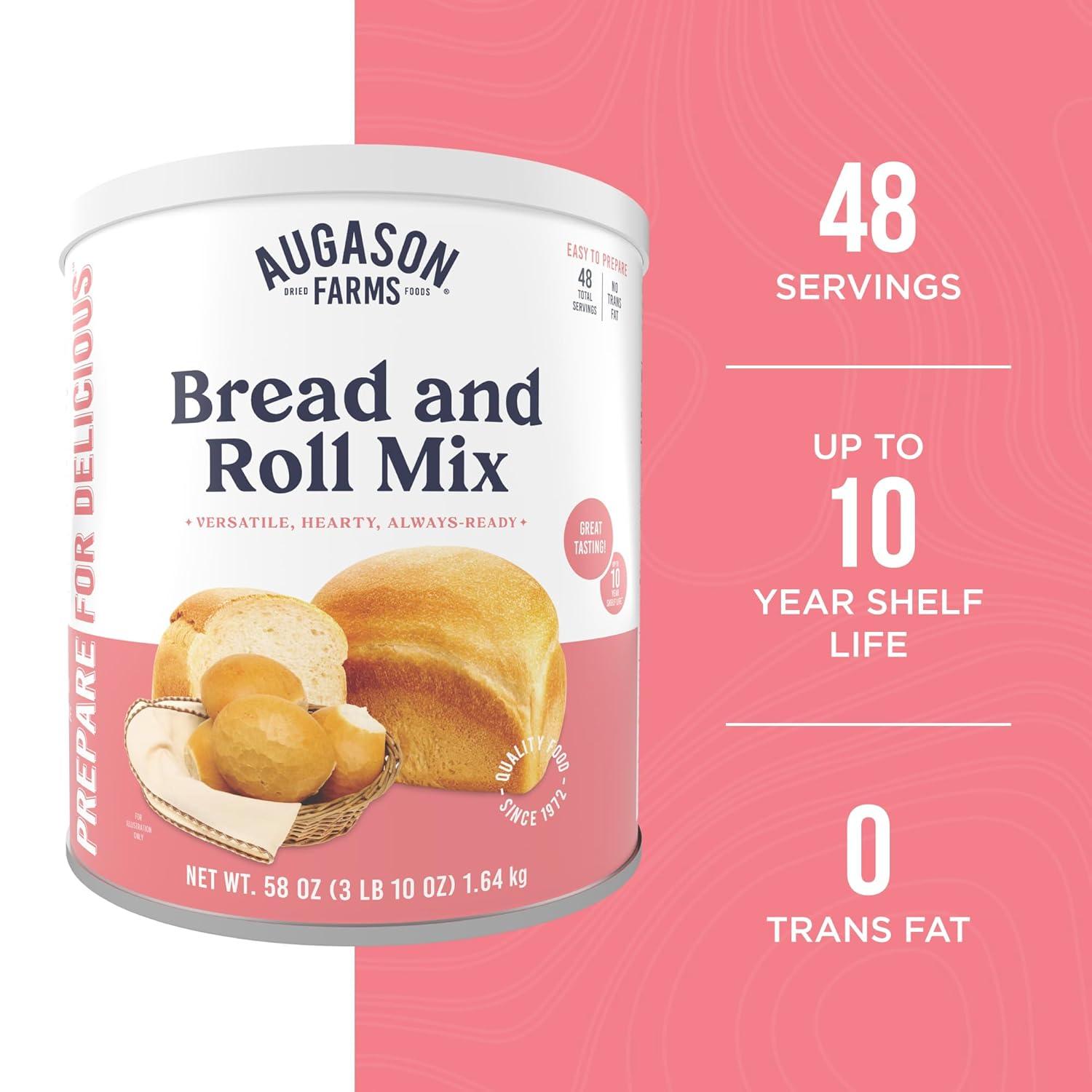 image:imageAugason Farms Bread and Roll Mix Can Emergency Food Supply 48 Servings 10 Year Shelf Life Makes 6 Loaves or 72 Bread Rolls for Prepared Meals Ready to EatHoney White Bread