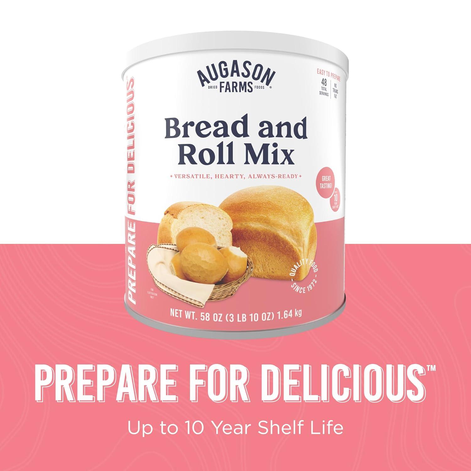 image:imageAugason Farms Bread and Roll Mix Can Emergency Food Supply 48 Servings 10 Year Shelf Life Makes 6 Loaves or 72 Bread Rolls for Prepared Meals Ready to EatHoney White Bread