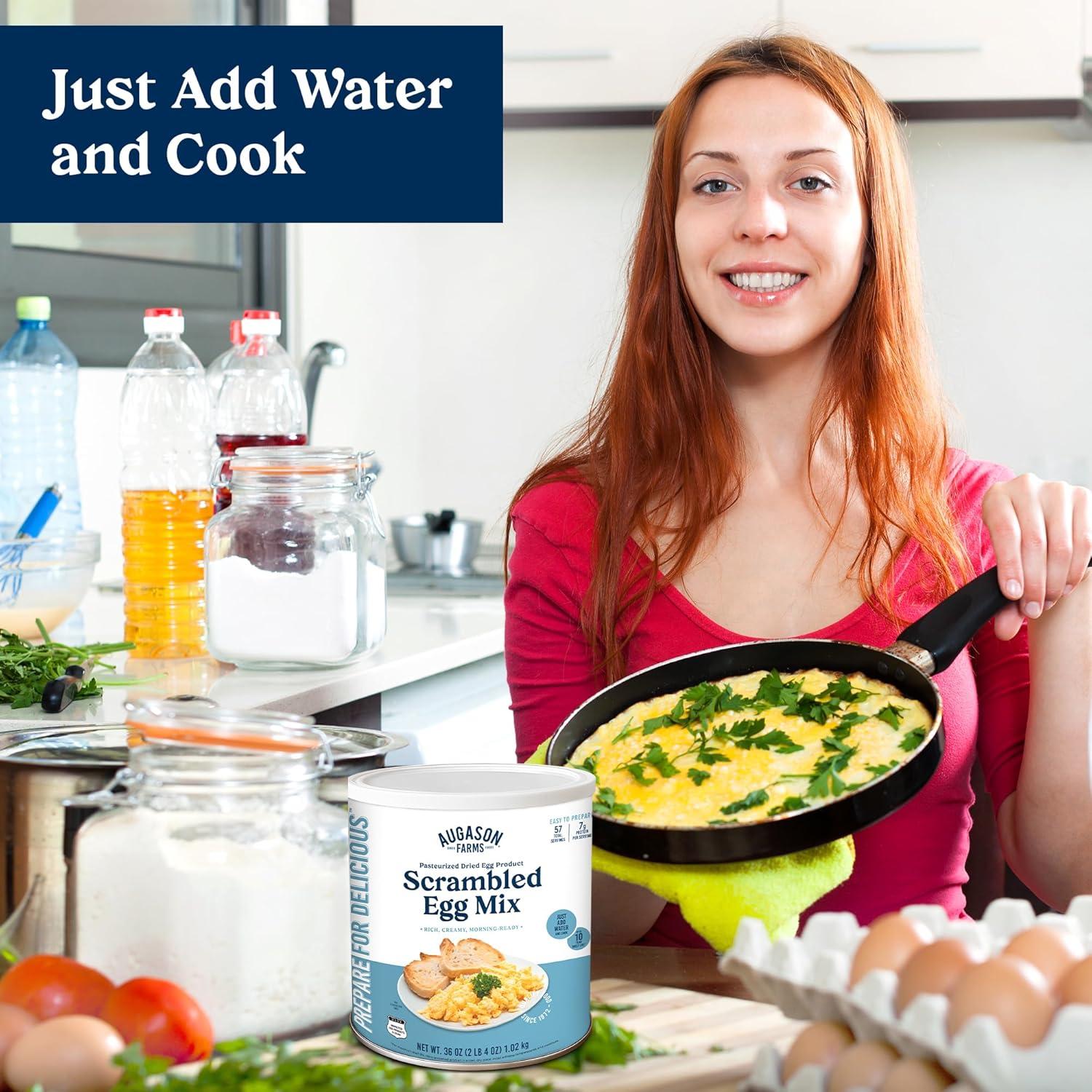image:imageAugason Farms Pasteurized Scrambled Egg Mix Can Emergency Food Supply Dehydrated scrambled egg for Baking amp Camping Gluten Free Survival Food with Long Shelf Life 57 ServingsScrambled Egg Mix