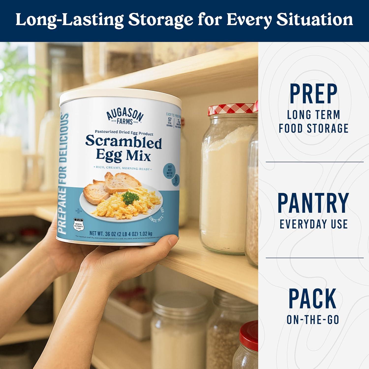 image:imageAugason Farms Pasteurized Scrambled Egg Mix Can Emergency Food Supply Dehydrated scrambled egg for Baking amp Camping Gluten Free Survival Food with Long Shelf Life 57 ServingsScrambled Egg Mix