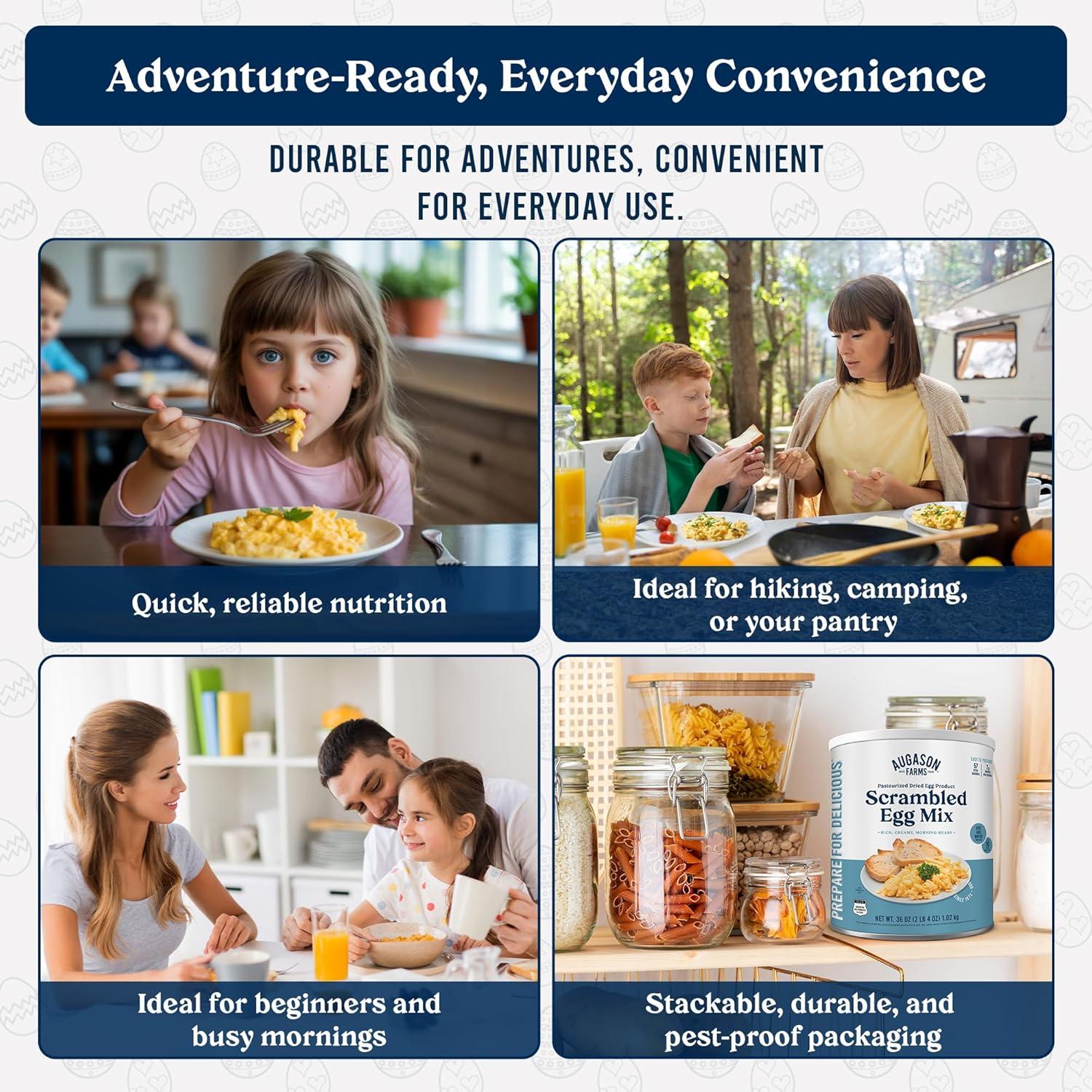 image:imageAugason Farms Pasteurized Scrambled Egg Mix Can Emergency Food Supply Dehydrated scrambled egg for Baking amp Camping Gluten Free Survival Food with Long Shelf Life 57 ServingsScrambled Egg Mix
