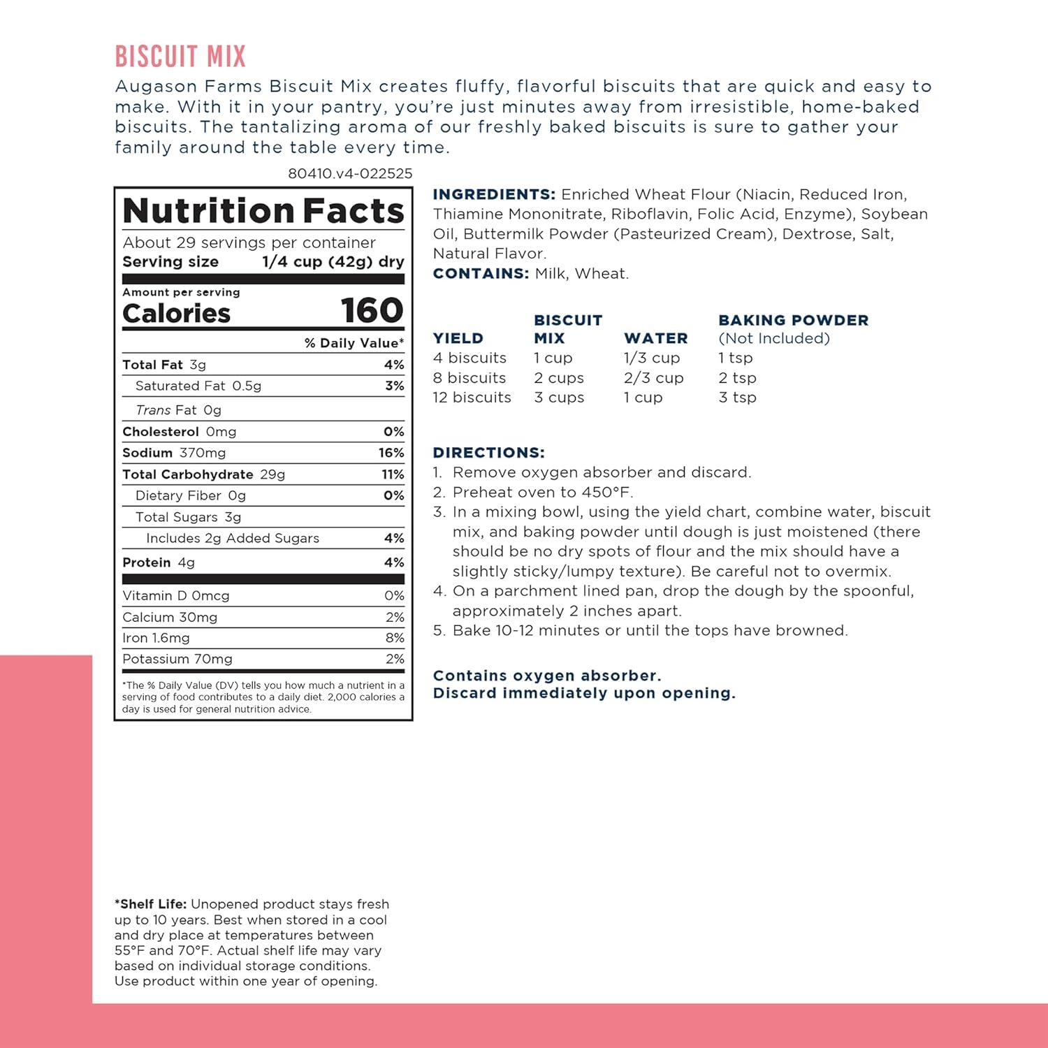image:imageButtermilk Biscuit Mix Can Emergency Food Supply 29 Servings 10 Year Shelf Life Biscuit Mix Just Add Water and Baking PowderButtermilk