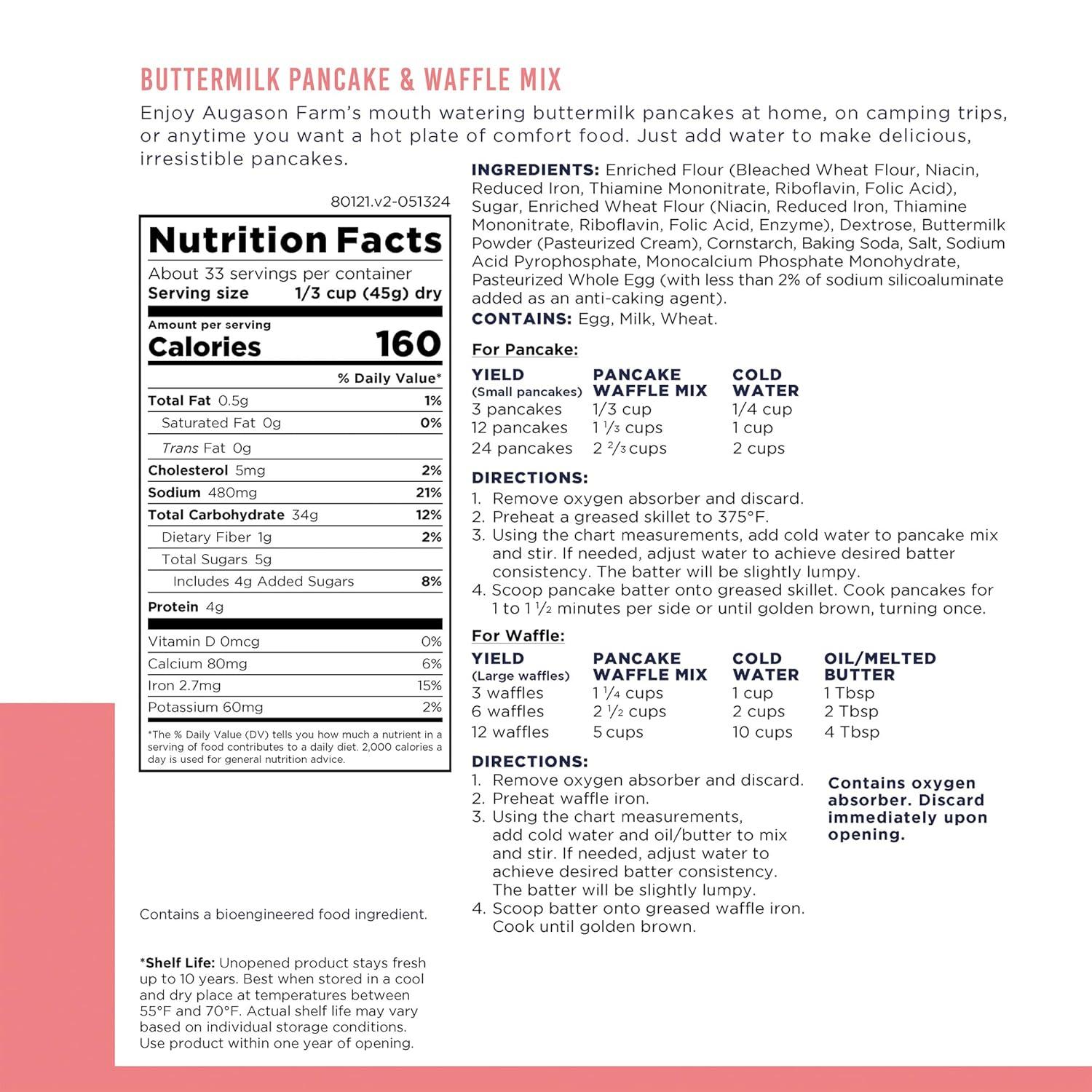 image:imageButtermilk Pancake and Waffle Mix Can Emergency Food Supply 33 Servings 10 Year Shelf Life Waffle and Pancake Mix Just Add Water Instant Breakfast Food52 Ounce Pack of 1