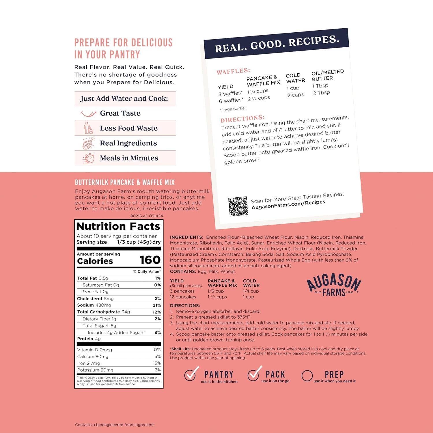 image:imageButtermilk Pancake and Waffle Mix Can Emergency Food Supply 33 Servings 10 Year Shelf Life Waffle and Pancake Mix Just Add Water Instant Breakfast Food16 Ounce Pack of 5