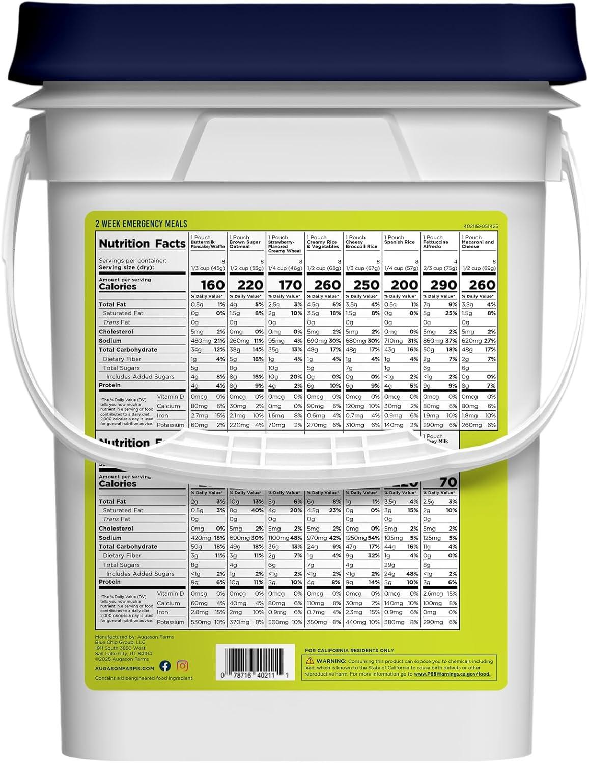 image:imageAugason Farms 2 Week 1 Person Emergency Food Supply2 Week Deluxe kit