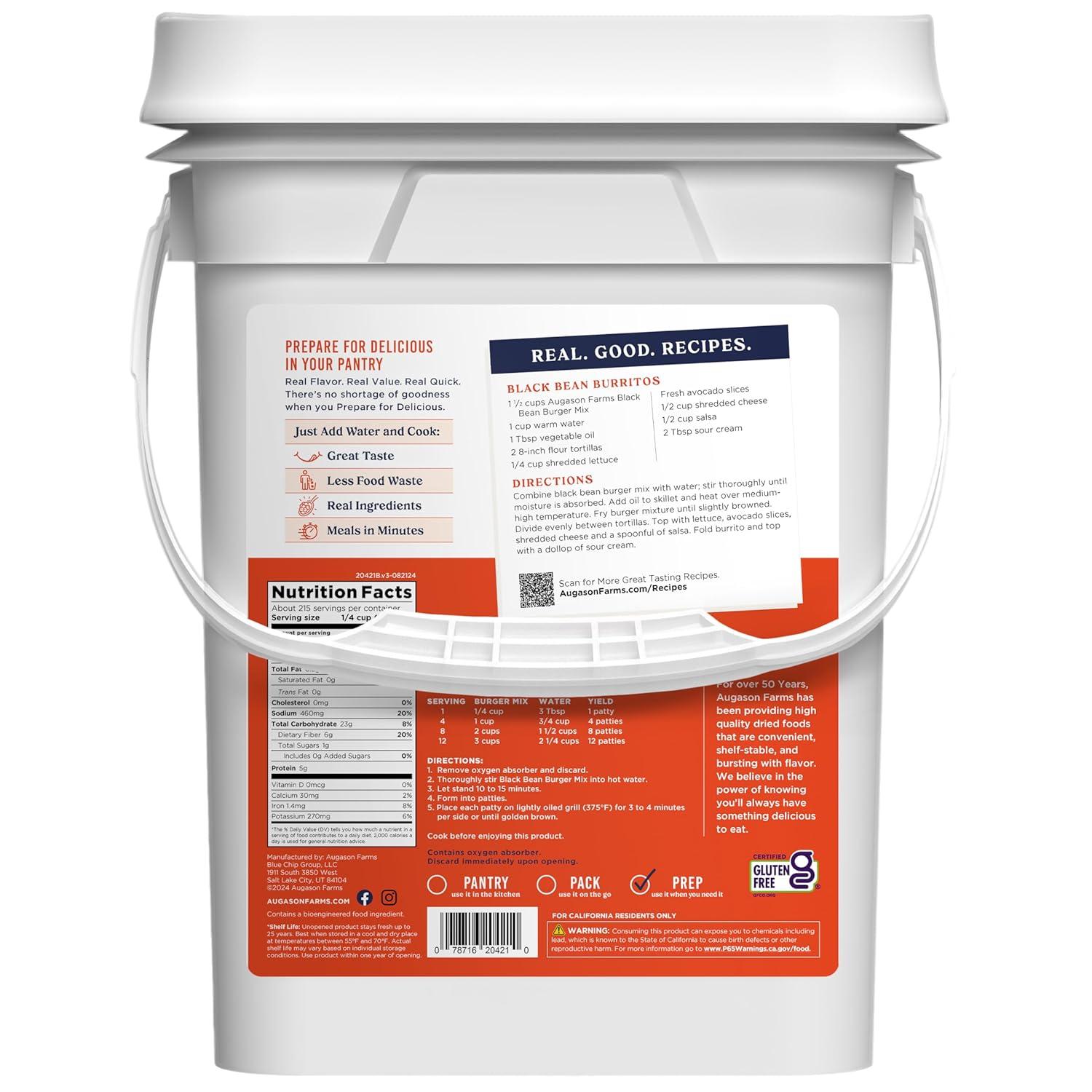 image:imageAugason Farms Black Bean Burger Mix Can Certified Gluten Free Emergency Food Supply Everyday Meals 38 Servings16 lb 2 oz