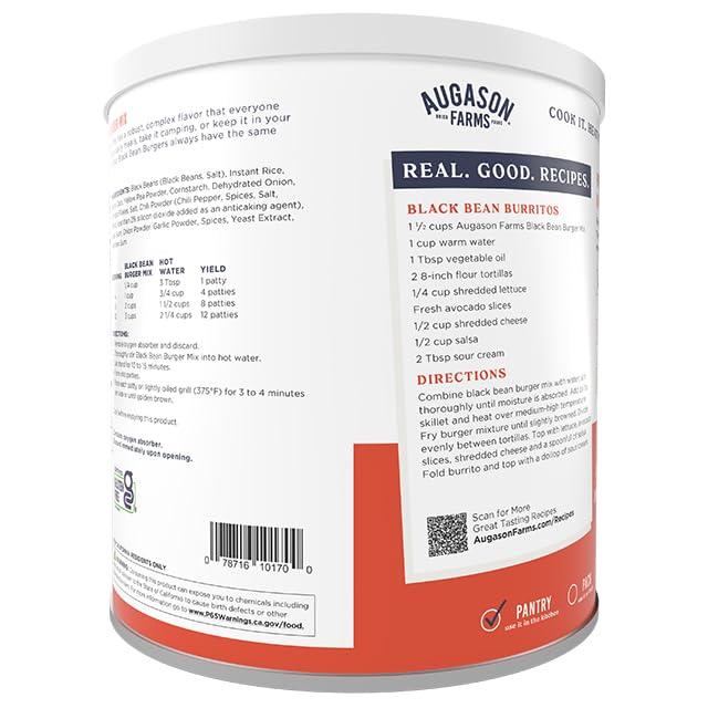 image:imageAugason Farms Black Bean Burger Mix Can Certified Gluten Free Emergency Food Supply Everyday Meals 38 Servings46 OZ