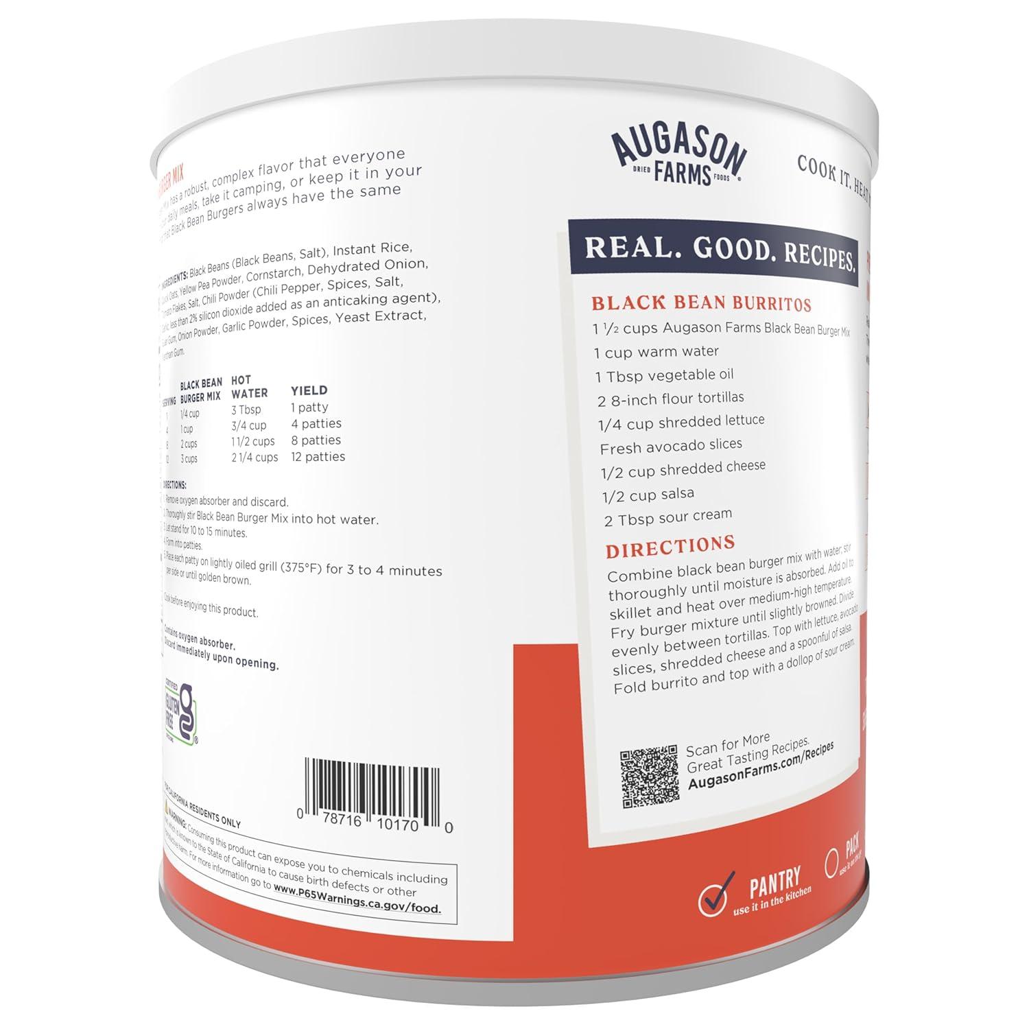 image:imageAugason Farms Black Bean Burger Mix Can Certified Gluten Free Emergency Food Supply Everyday Meals 38 Servings46 OZ