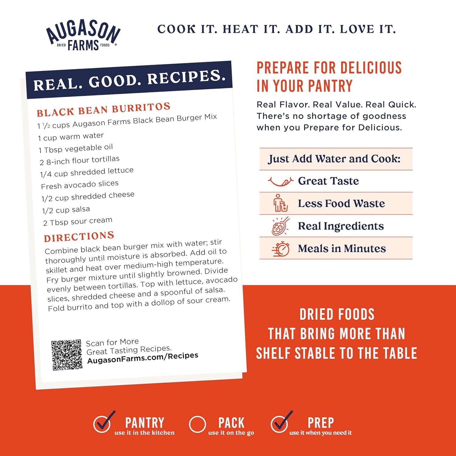 image:imageAugason Farms Black Bean Burger Mix Can Certified Gluten Free Emergency Food Supply Everyday Meals 38 Servings46 OZ