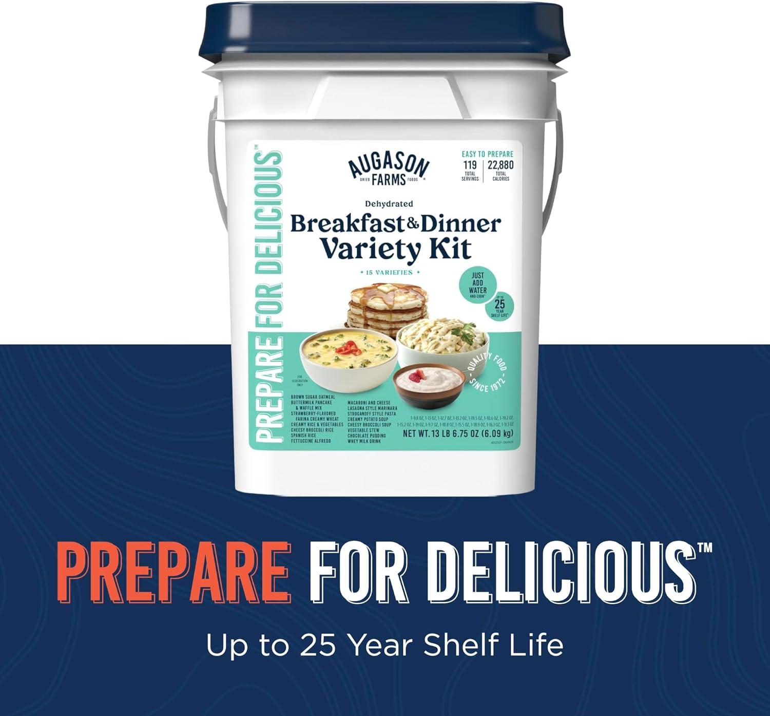 image:imageAugason Farms Breakfast and Dinner Variety Pail Emergency Food Supply Everyday13 meal Deluxe kit