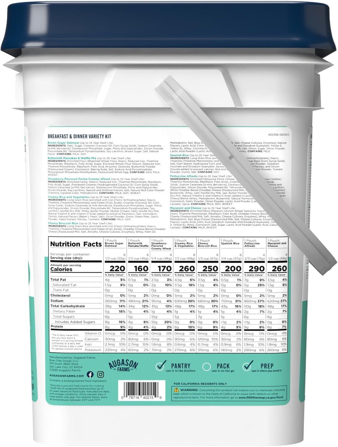 image:imageAugason Farms Breakfast and Dinner Variety Pail Emergency Food Supply Everyday13 meal Deluxe kit