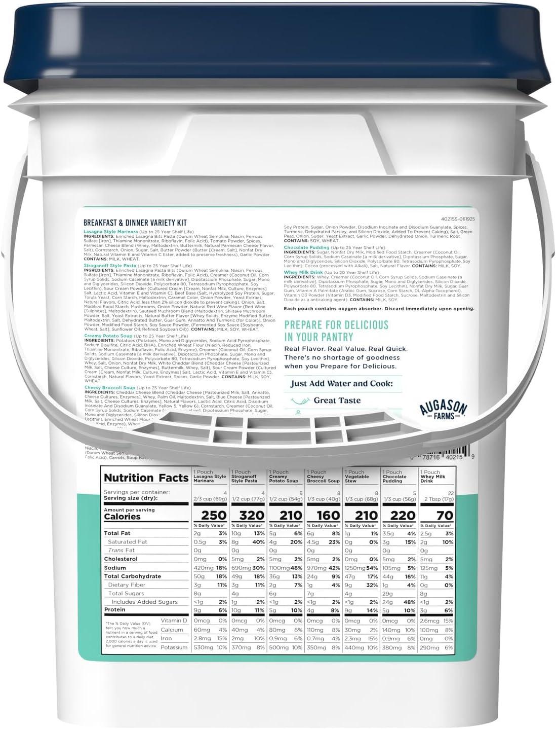 image:imageAugason Farms Breakfast and Dinner Variety Pail Emergency Food Supply Everyday13 meal Deluxe kit