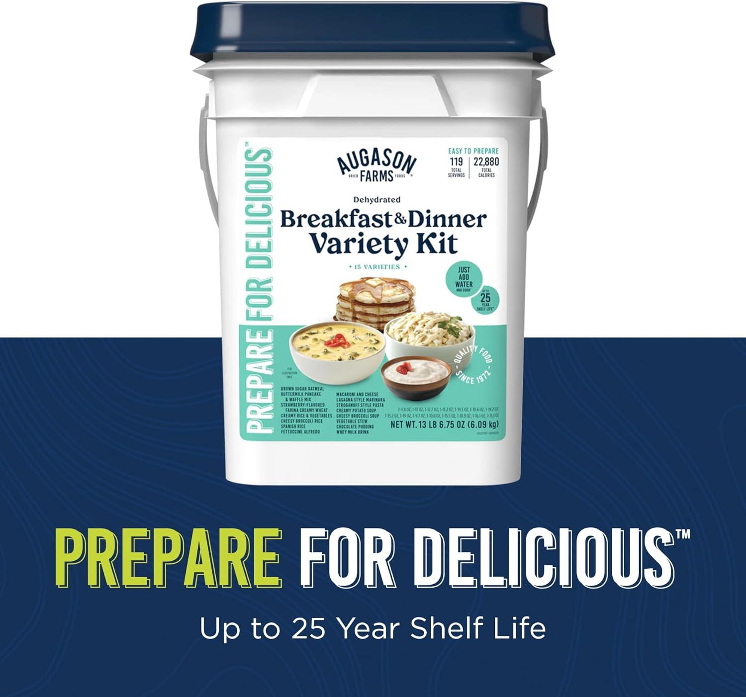 image:imageAugason Farms Breakfast and Dinner Variety Pail Emergency Food Supply Everyday15 meal Premium kit