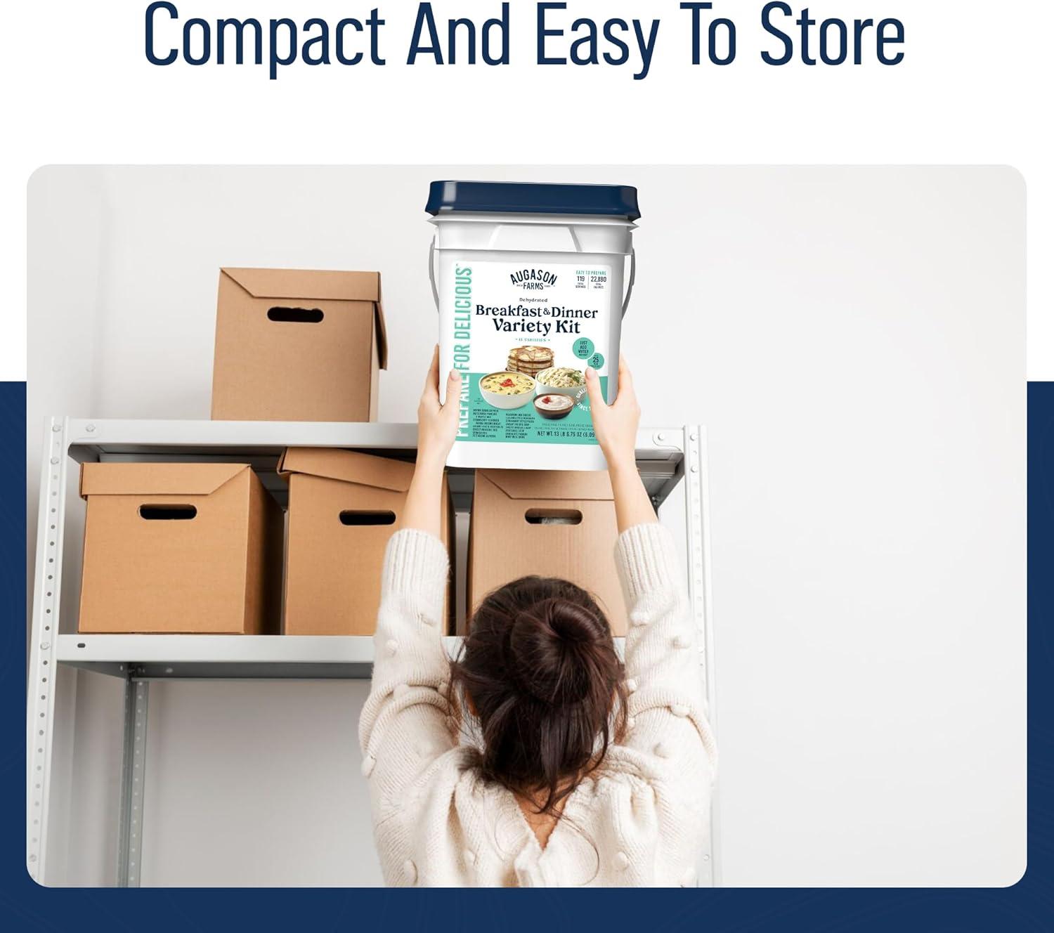 image:imageAugason Farms Breakfast and Dinner Variety Pail Emergency Food Supply Everyday15 meal Premium kit