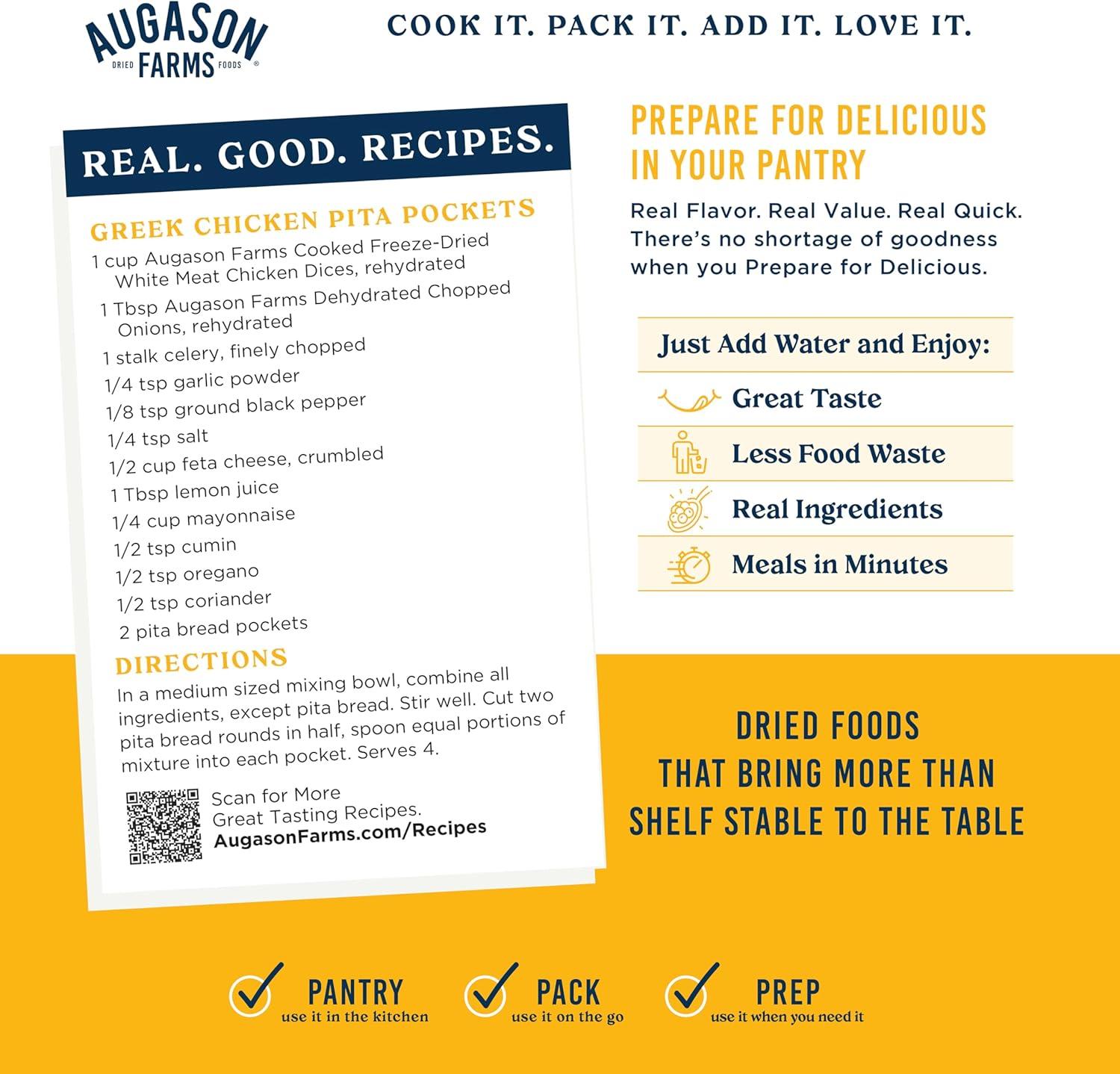 image:imageAugason Farms Cooked Freeze Dried White Meat Chicken Dices Can Emergency Food Supply Everyday Meals 15 Servings