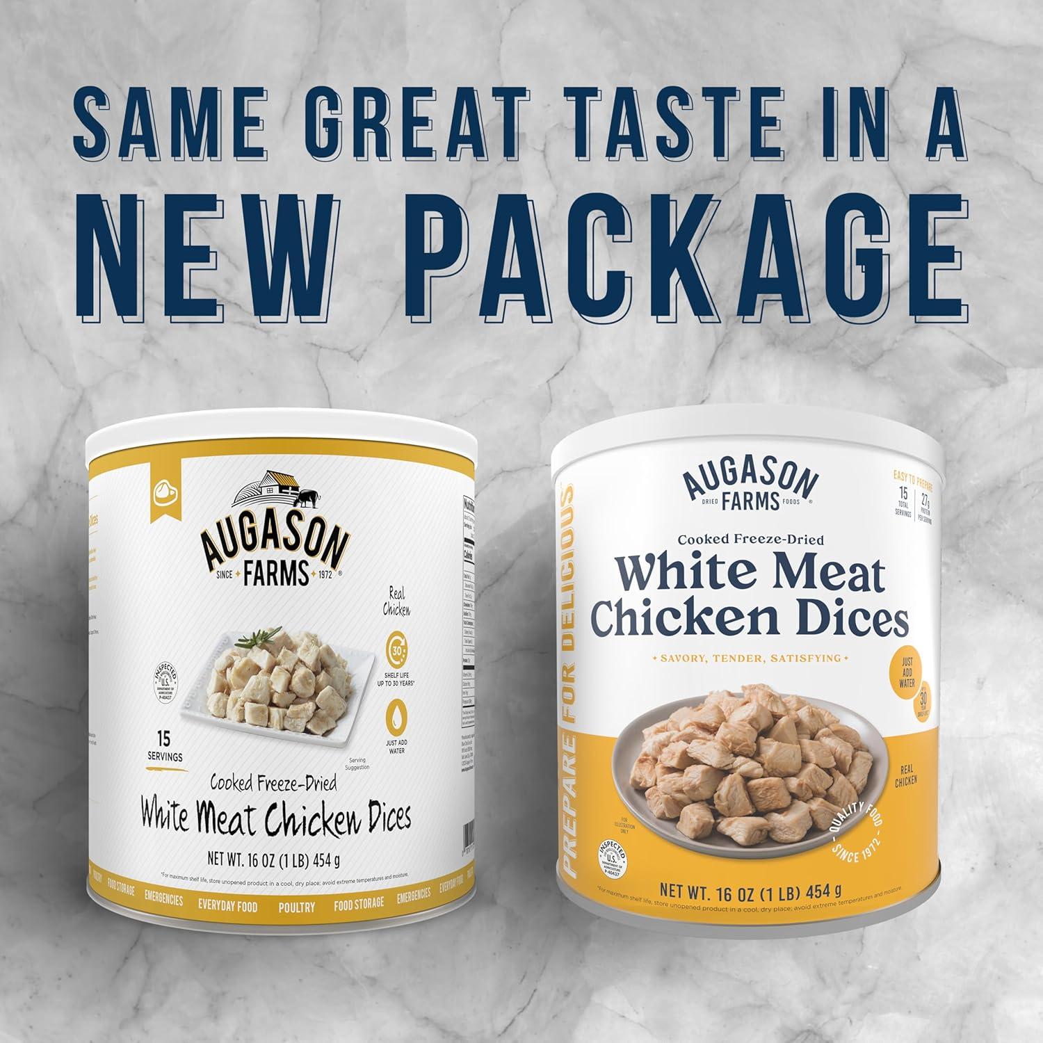 image:imageAugason Farms Cooked Freeze Dried White Meat Chicken Dices Can Emergency Food Supply Everyday Meals 15 Servings
