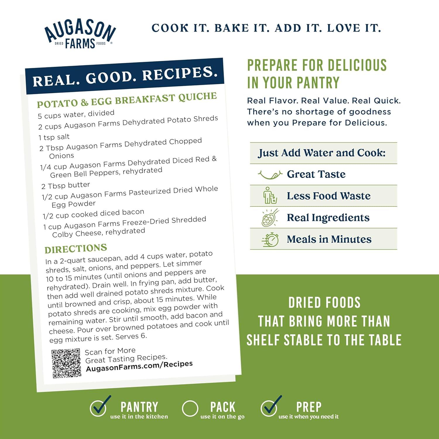 image:imageAugason Farms Dehydrated Potato Shreds Can Gluten Free Dehydrated Survival Food with Long Shelf Life Emergency Food Supply for Camping Prep amp Everyday Meals 31 Servingspack of 4