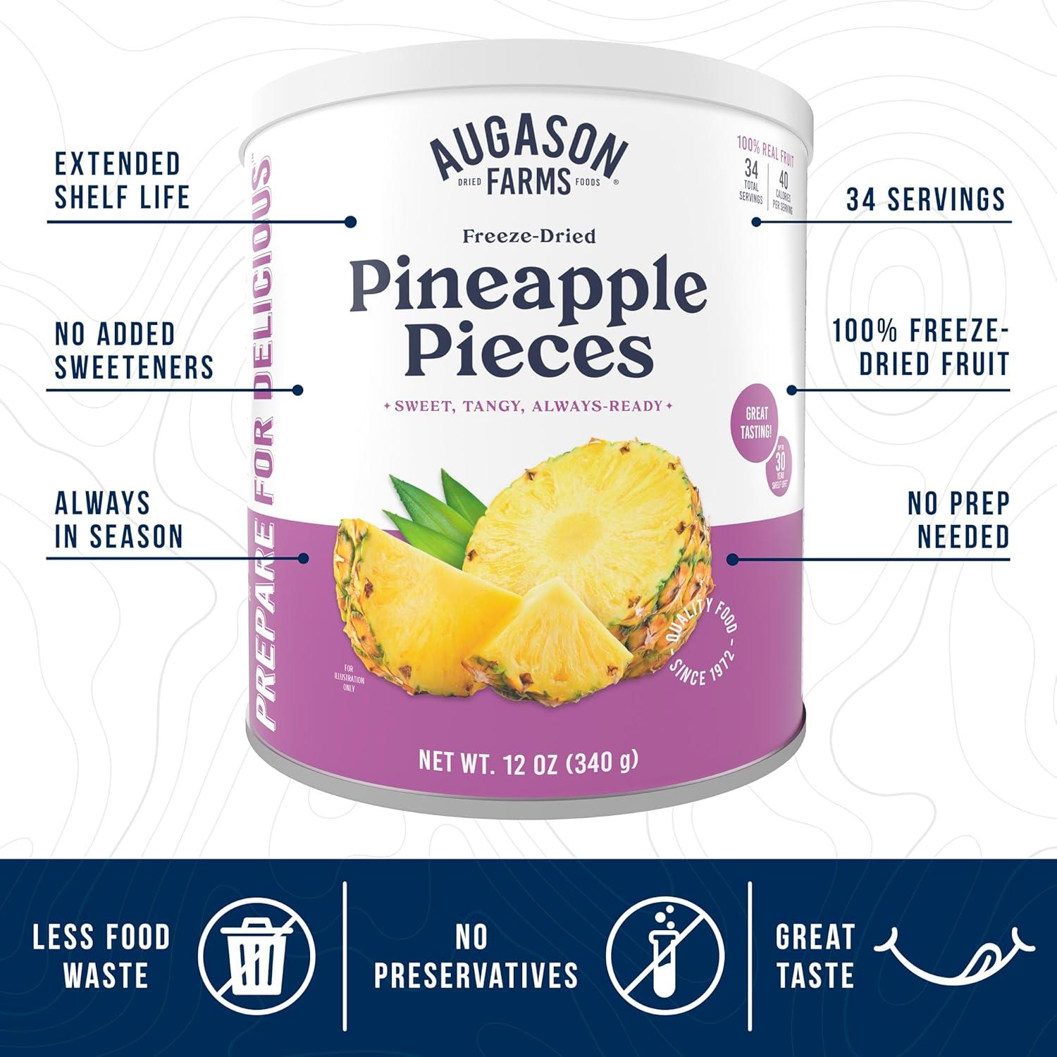 image:imageAugason Farms Freeze Dried Pineapple Pieces Can Emergency Food Supply Everyday Meals 34 Servings