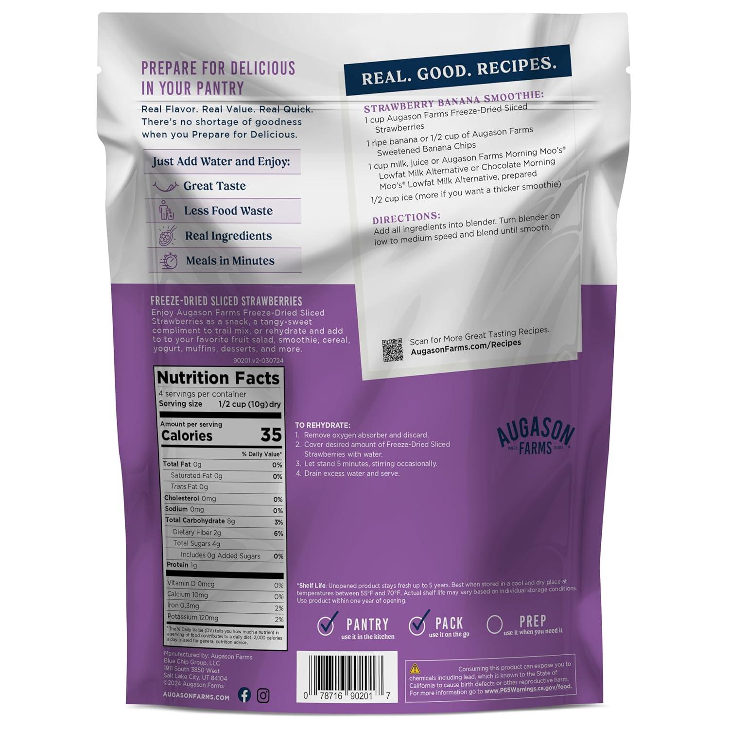 image:imageAugason Farms Freeze Dried Sliced Strawberries Can Emergency Food Supply Everyday Meals 18 ServingsStrawberries 141 oz