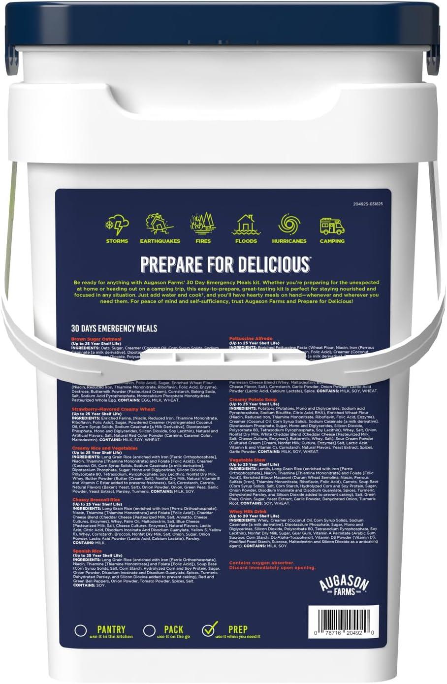 image:imageAugason Farms Freeze Dried Vegetable Variety Pail Emergency Food Supply Everyday Meals30 Day Deluxe Kit