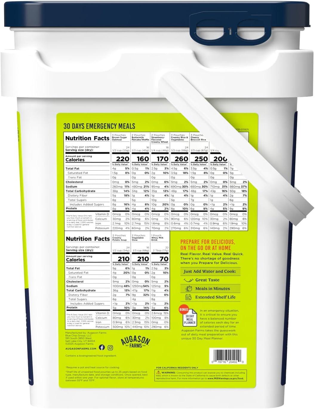 image:imageAugason Farms Freeze Dried Vegetable Variety Pail Emergency Food Supply Everyday Meals30 Day Deluxe Kit