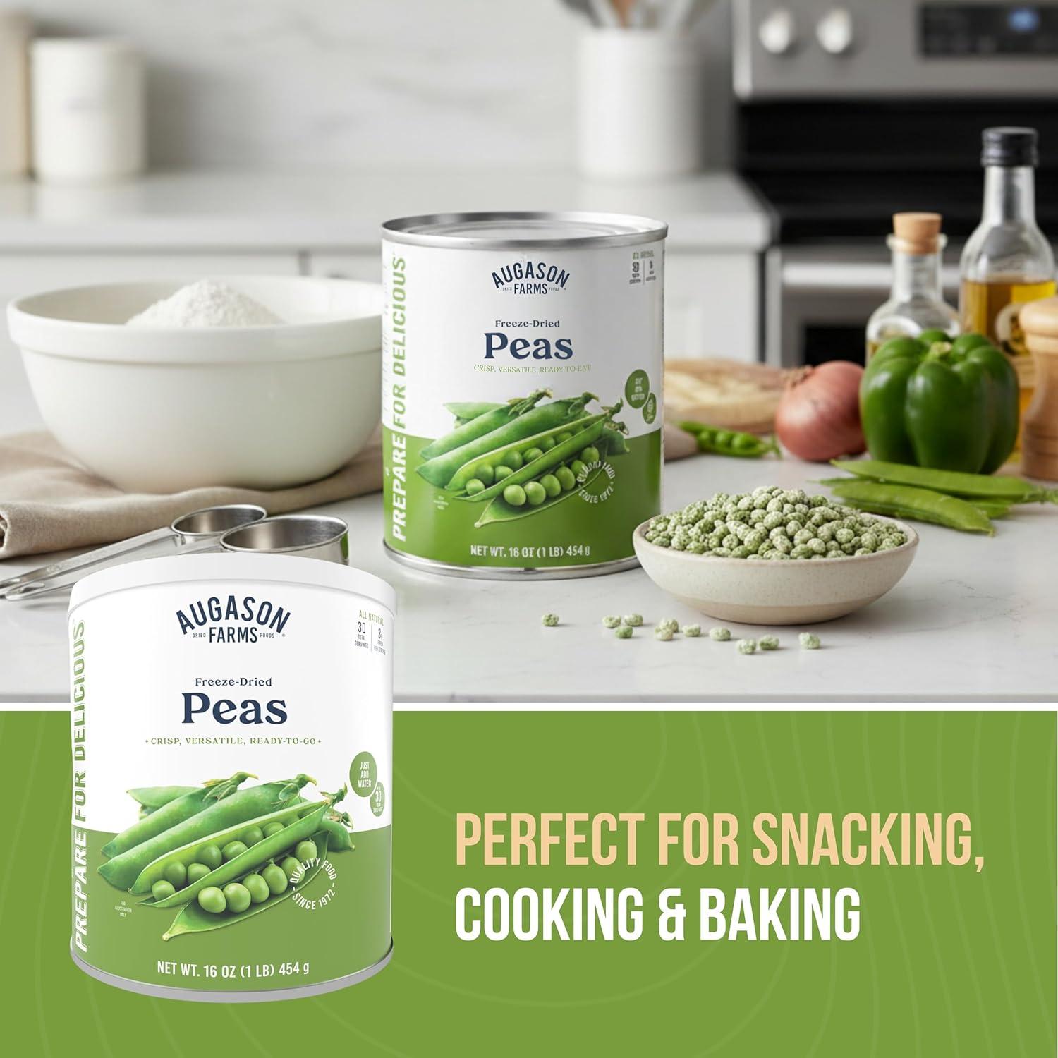 image:imageAugason Farms FreezeDried Peas Emergency Food Supply 30 Servings 30 Year Shelf Life Great for Cooking Side Dishes and Snacks Dehydrated Meals Survival Food Camping Essentials Can16 Ounce Pack of 1
