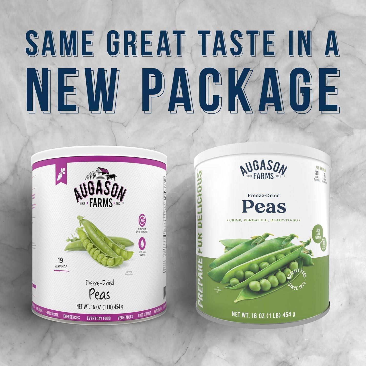 image:imageAugason Farms FreezeDried Peas Emergency Food Supply 30 Servings 30 Year Shelf Life Great for Cooking Side Dishes and Snacks Dehydrated Meals Survival Food Camping Essentials Can16 Ounce Pack of 3