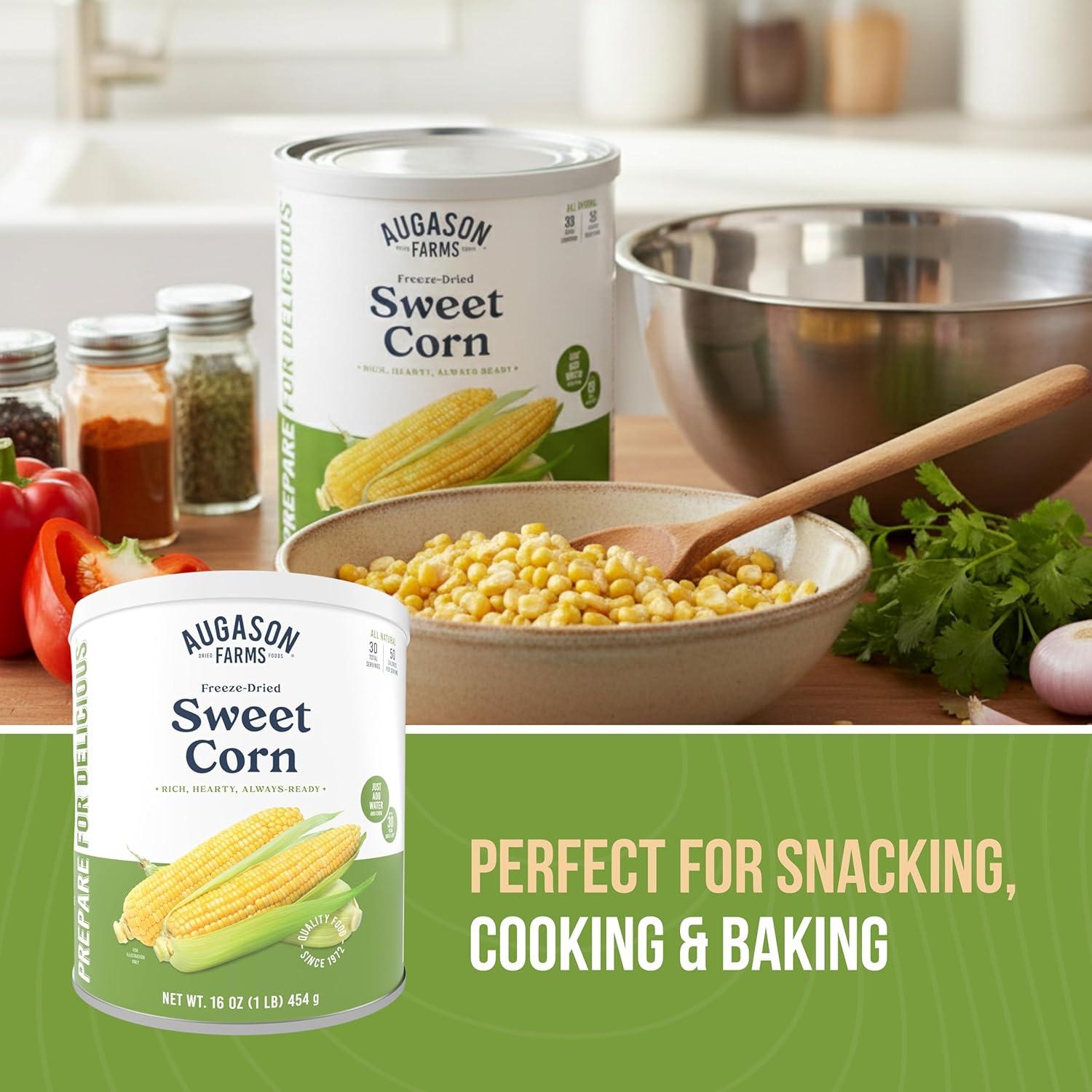 image:imageAugason Farms FreezeDried Sweet Corn Emergency Food Supply 30 Servings 30 Year Shelf Life Great for Cooking Side Dishes and Snacks Dehydrated Meals Survival Food Camping Essentials Can1 lb