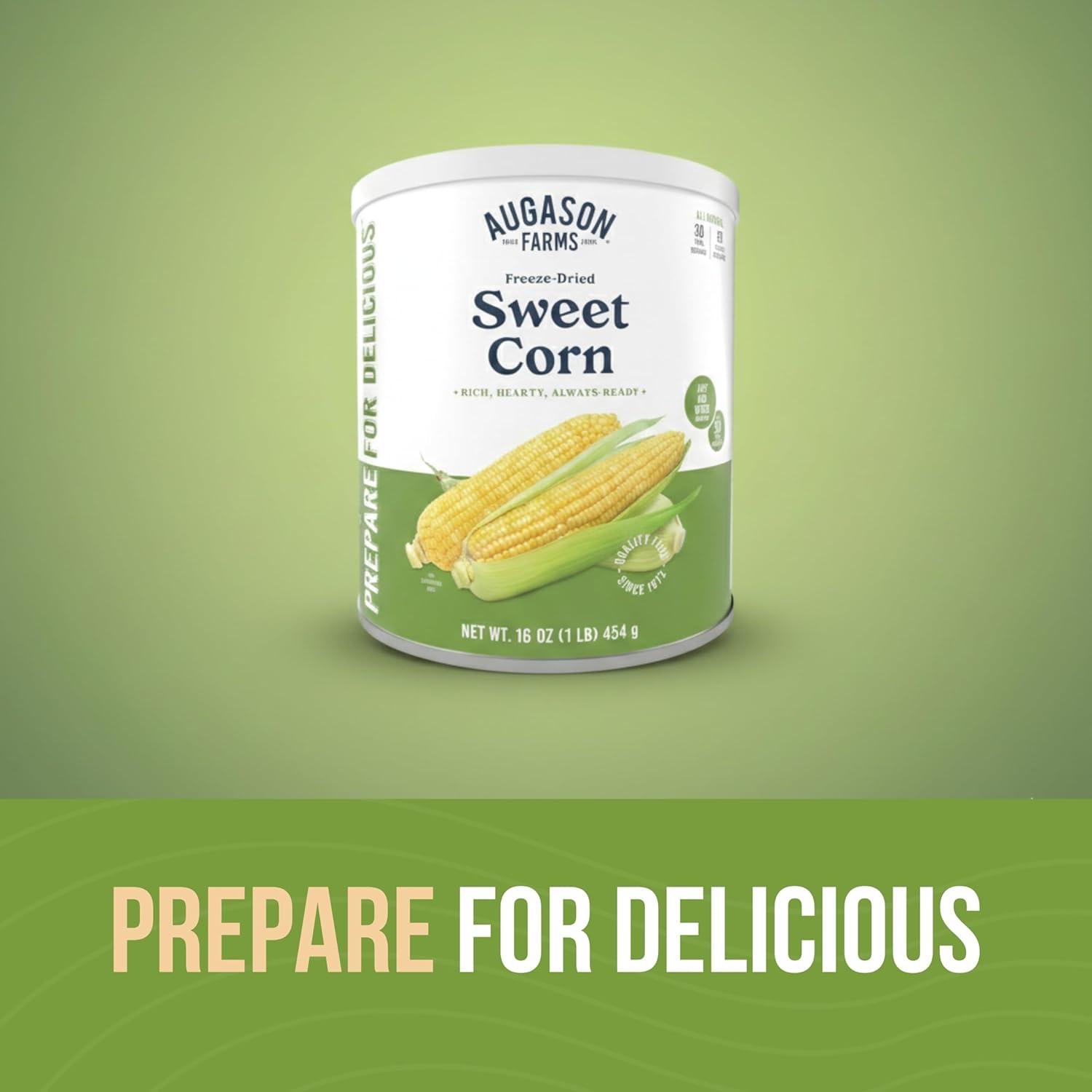 image:imageAugason Farms FreezeDried Sweet Corn Emergency Food Supply 30 Servings 30 Year Shelf Life Great for Cooking Side Dishes and Snacks Dehydrated Meals Survival Food Camping Essentials Can1 lb