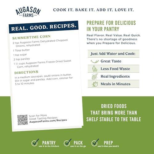 image:imageAugason Farms FreezeDried Sweet Corn Emergency Food Supply 30 Servings 30 Year Shelf Life Great for Cooking Side Dishes and Snacks Dehydrated Meals Survival Food Camping Essentials Can1 lb