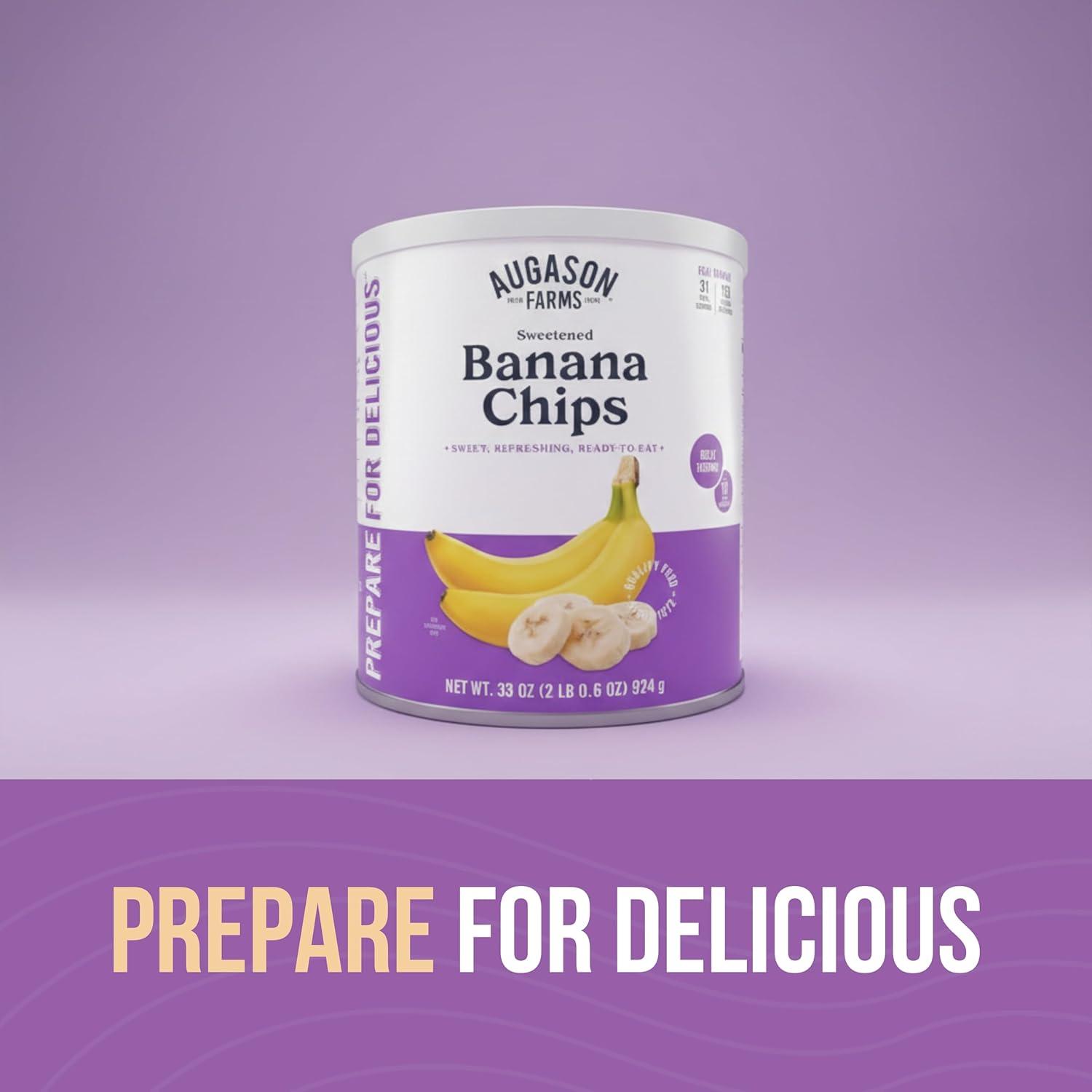 image:imageAugason Farms Sweetened Banana Chips Emergency Food Supply 31 Servings 10 Year Shelf Life Great for Cooking Baking and Snacks Dehydrated Meals Survival Food Camping Essentials CanBanana Chips 25 oz