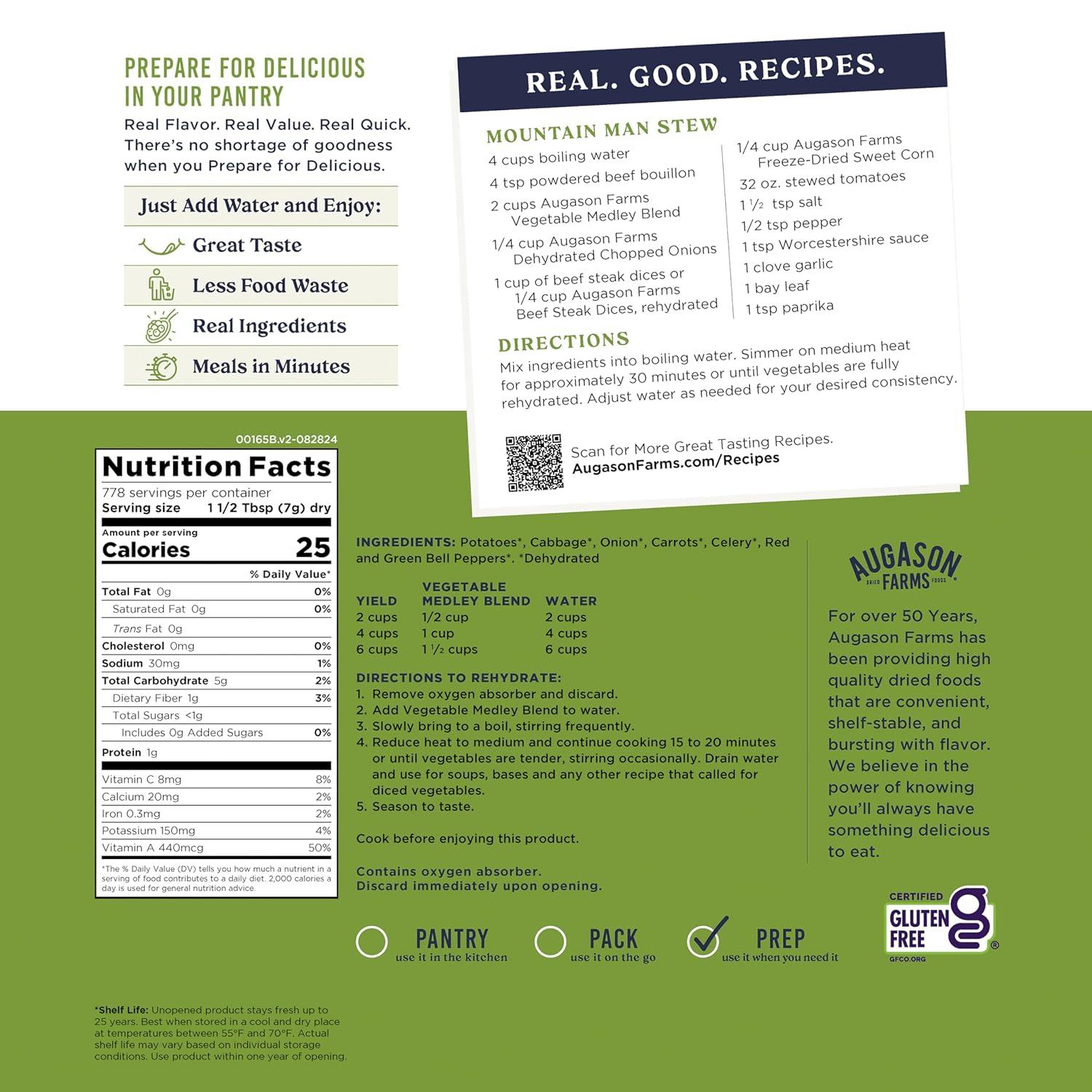 image:imageAugason Farms Vegetable Medley Blend Can Dehydrated Mixed Veggies Gluten Free Emergency Food Supply with Long Shelf Life for Survival Disaster Prep amp Everyday Meals 131 ServingsStew Blend 12lbs