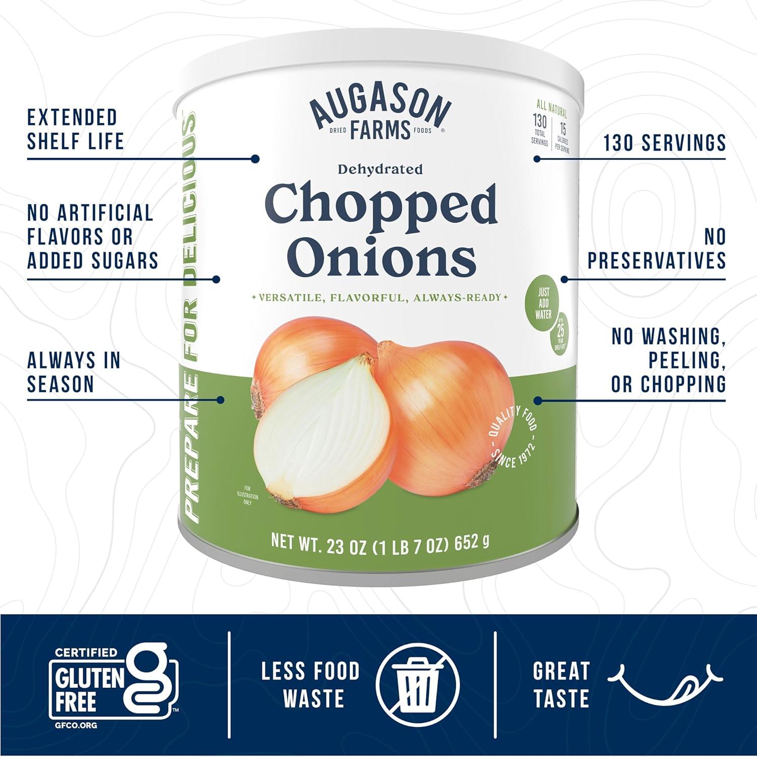 image:imageDehydrated Chopped Onions Emergency Food Supply 130 Servings 25 Year Shelf Life Great for Cooking and Baking Dehydrated Meals Survival Food Camping Essentials Can143 Pound Pack of 3