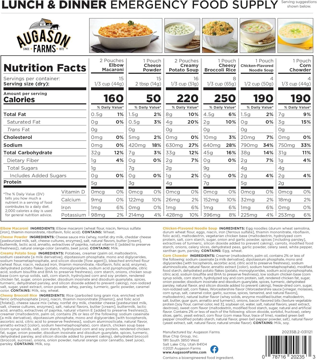image:imageLunch amp Dinner Variety Kit Emergency Food Supply 113 Servings 25 Year Shelf Life Dehydrated Meals Survival Food Camping Essentials 4 Gallon Bucketchicken
