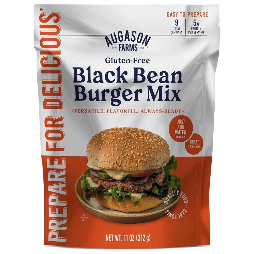 image:imageAugason Farms Black Bean Burger Mix Can Certified Gluten Free Emergency Food Supply Everyday Meals 38 Servings11 oz