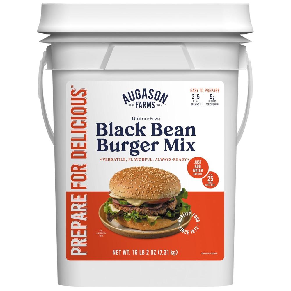 image:imageAugason Farms Black Bean Burger Mix Can Certified Gluten Free Emergency Food Supply Everyday Meals 38 Servings16 lb 2 oz