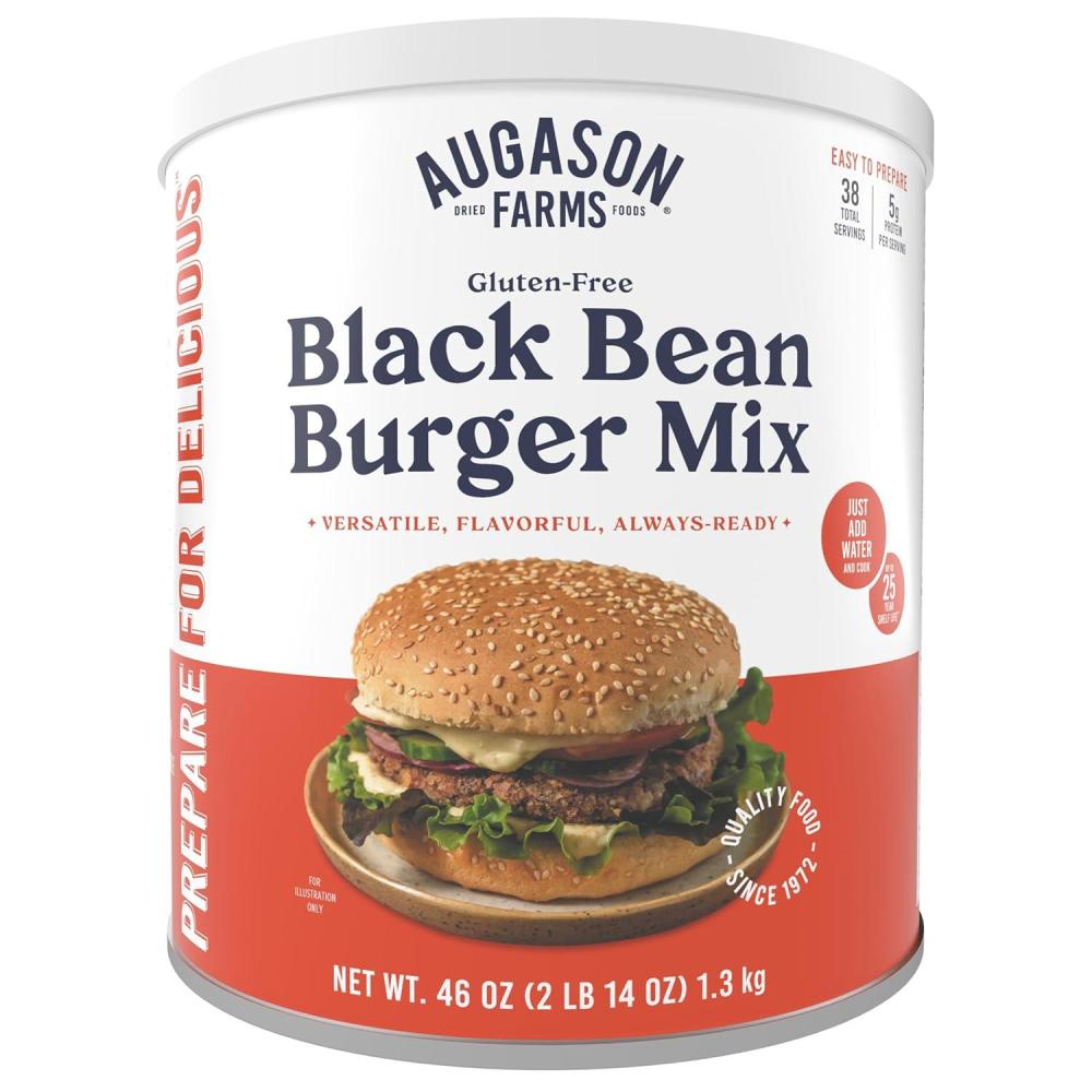 image:imageAugason Farms Black Bean Burger Mix Can Certified Gluten Free Emergency Food Supply Everyday Meals 38 Servings46 OZ