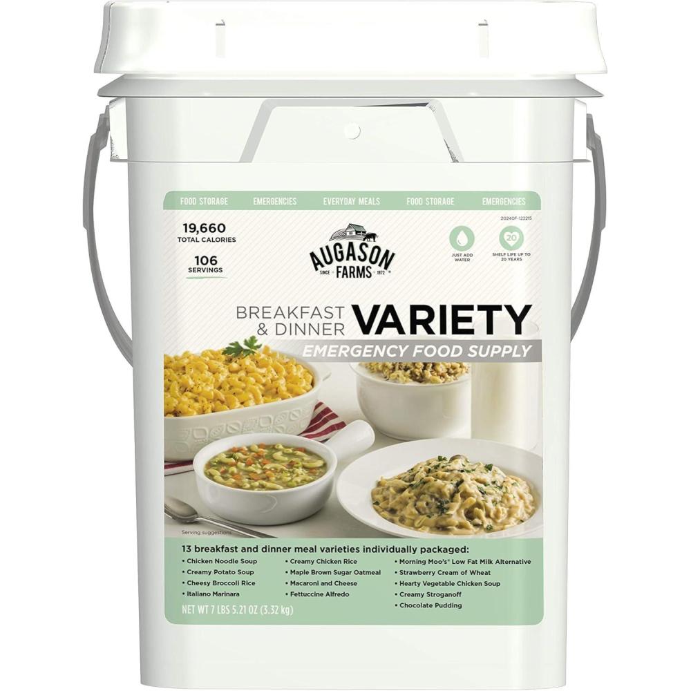 image:imageAugason Farms Breakfast and Dinner Variety Pail Emergency Food Supply Everyday15 meal Premium kit