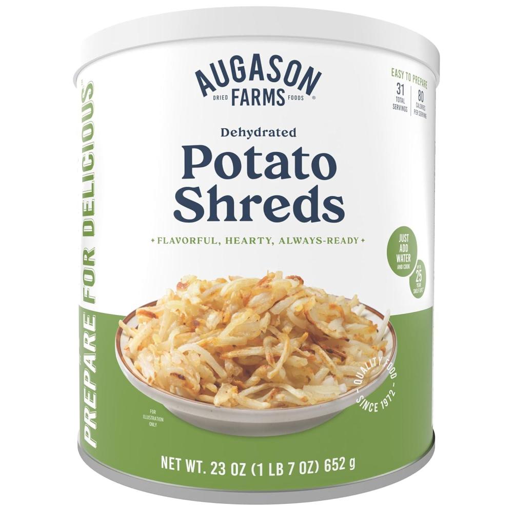 image:imageAugason Farms Dehydrated Potato Shreds Can Gluten Free Dehydrated Survival Food with Long Shelf Life Emergency Food Supply for Camping Prep amp Everyday Meals 31 Servingspack of 1