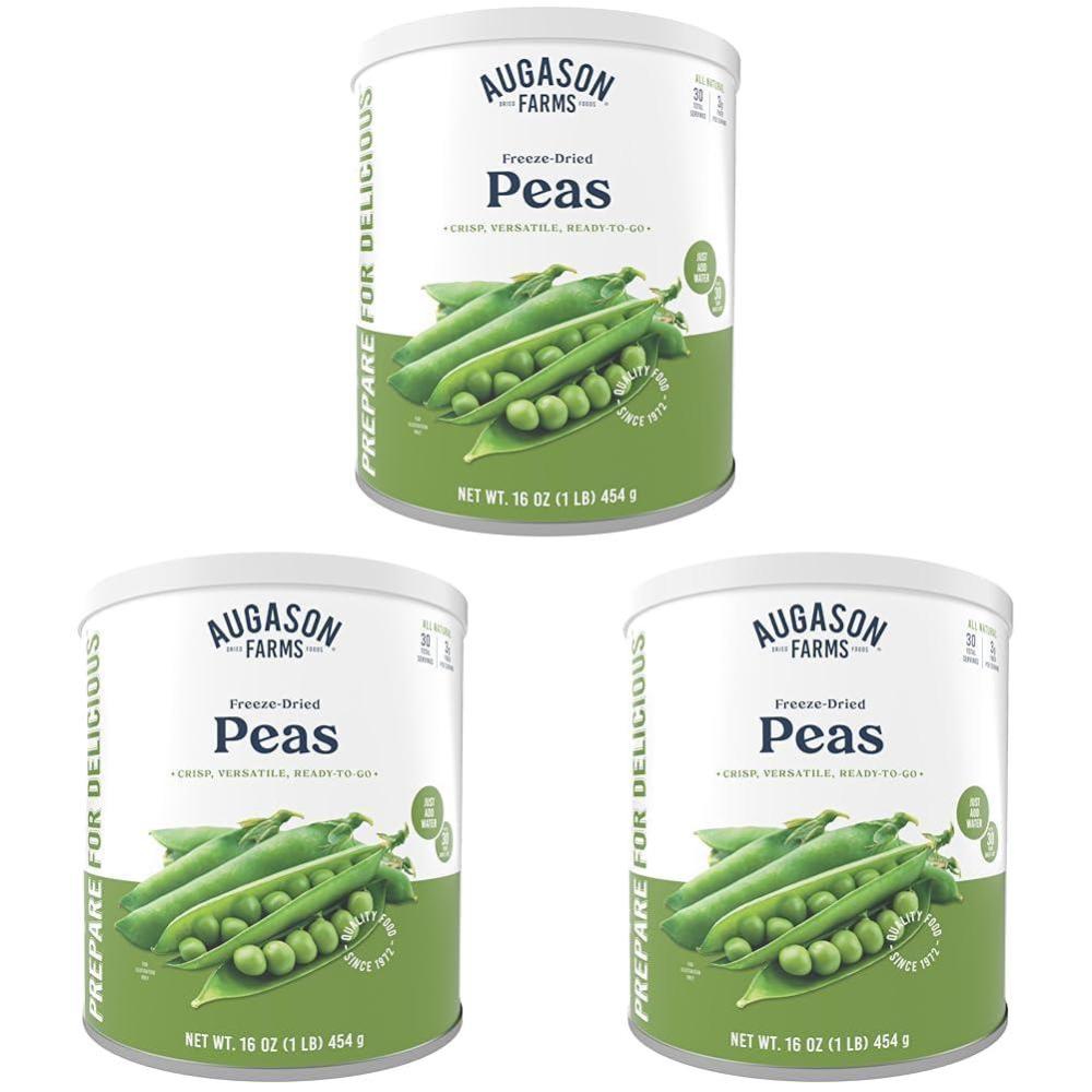 image:imageAugason Farms FreezeDried Peas Emergency Food Supply 30 Servings 30 Year Shelf Life Great for Cooking Side Dishes and Snacks Dehydrated Meals Survival Food Camping Essentials Can16 Ounce Pack of 3