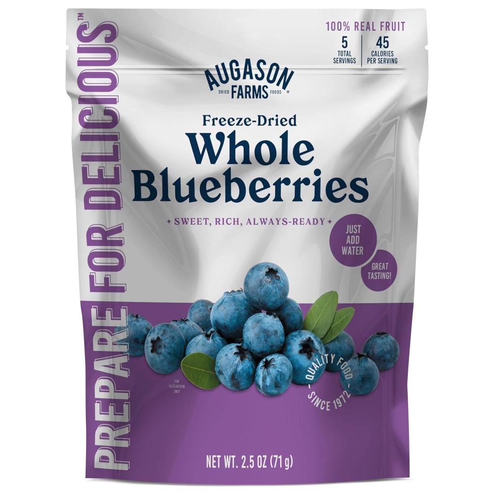 image:imageAugason Farms FreezeDried Whole Blueberries Emergency Food Supply 26 Servings 30 Year Shelf Life Great for Cooking Baking and Snacks Dehydrated Meals Survival Food Camping Essentials CanBlueberries 25 oz
