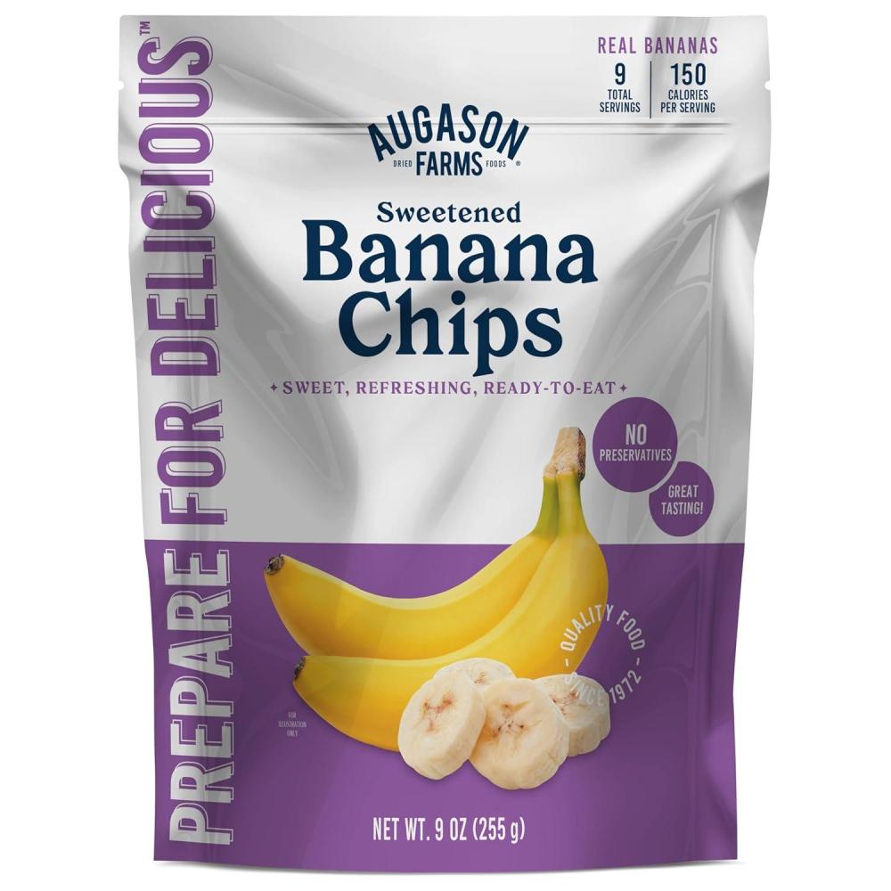 image:imageAugason Farms Sweetened Banana Chips Emergency Food Supply 31 Servings 10 Year Shelf Life Great for Cooking Baking and Snacks Dehydrated Meals Survival Food Camping Essentials CanBanana Chips 14 oz
