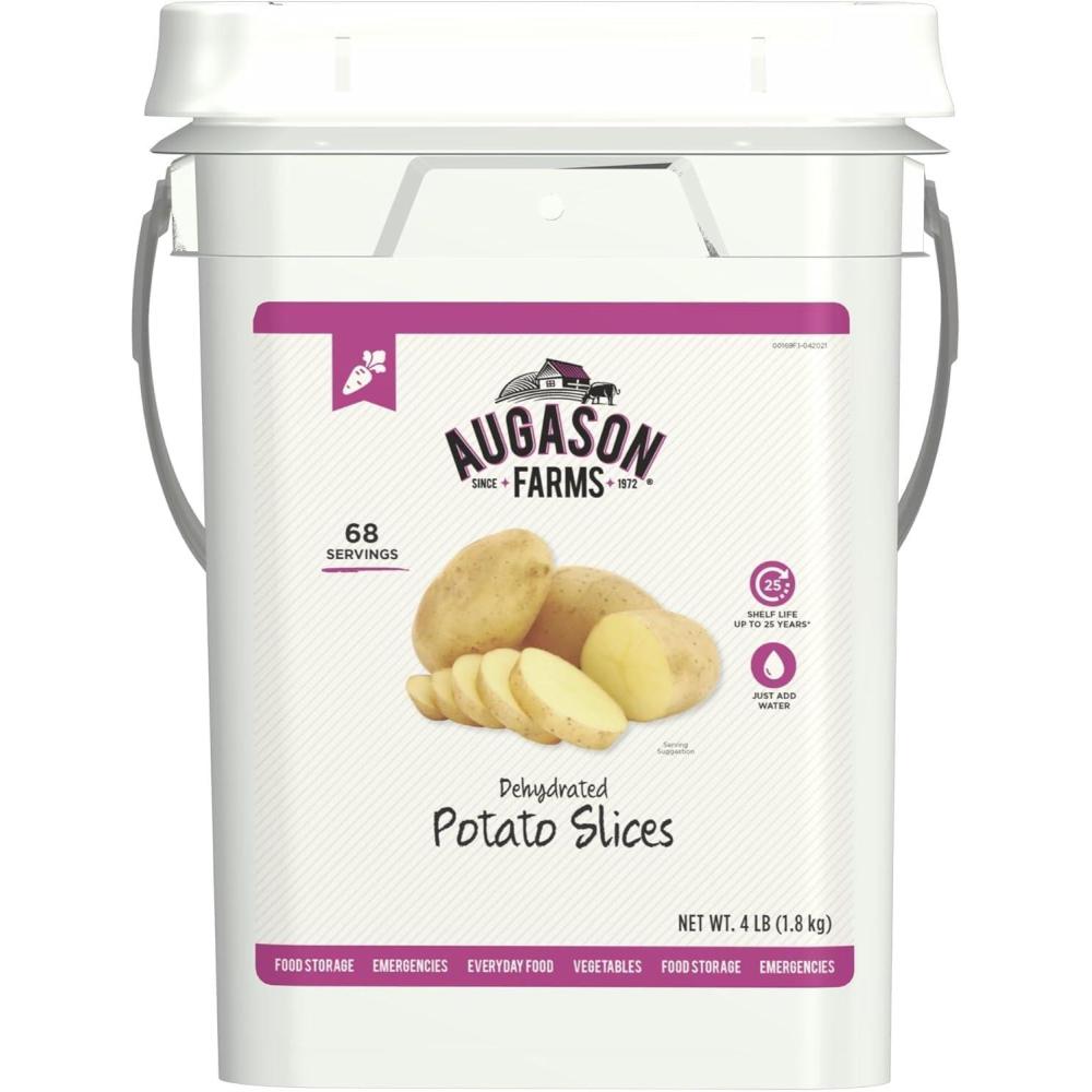 image:imageDehydrated Potato Slices Emergency Food Supply 68 Servings 25 Year Shelf Life Certified Gluten Free Sliced Potatoes Dehydrated Meals Survival Food Camping Essentials 4 Gallon Bucket