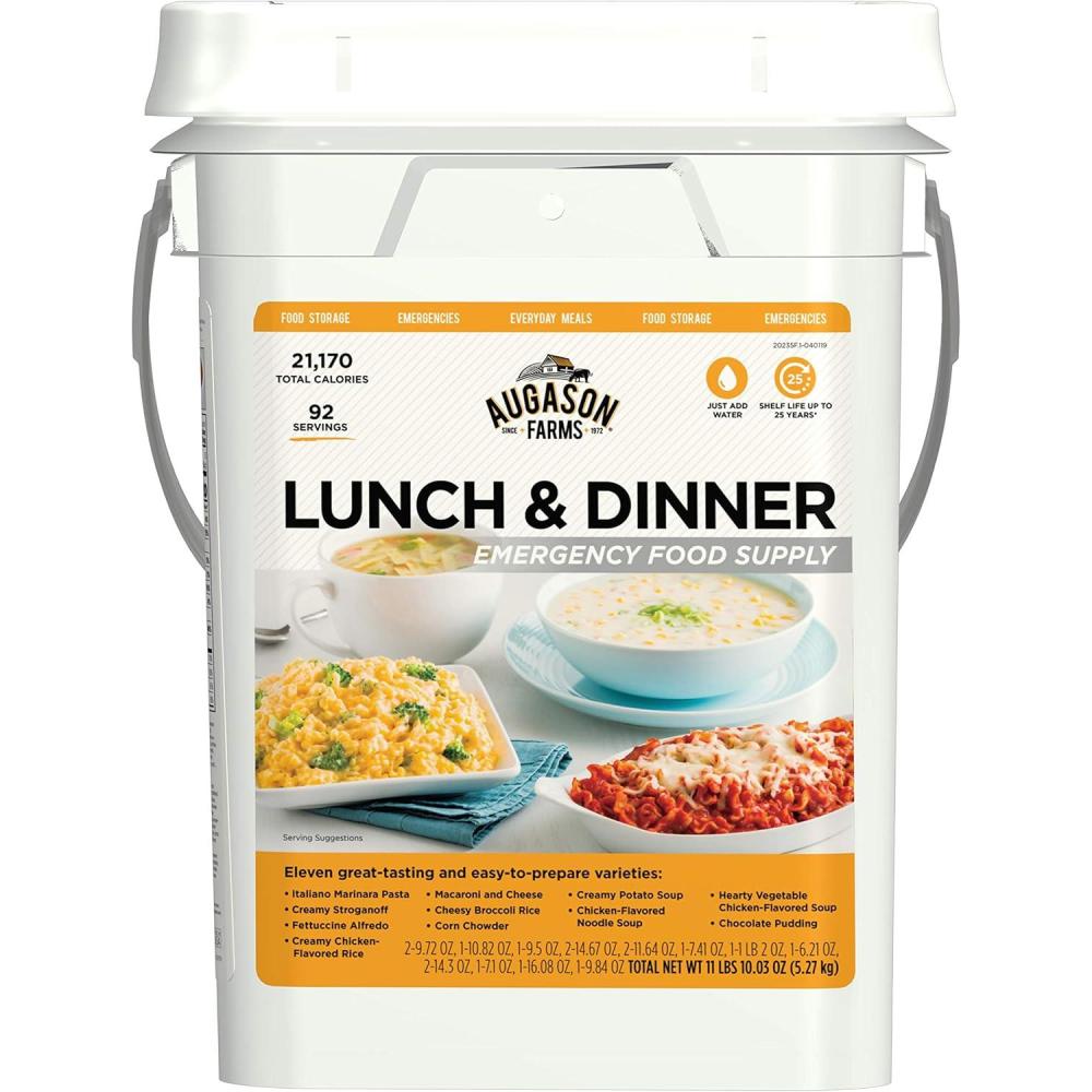 image:imageLunch amp Dinner Variety Kit Emergency Food Supply 113 Servings 25 Year Shelf Life Dehydrated Meals Survival Food Camping Essentials 4 Gallon Bucketchicken