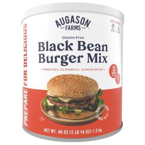 Augason Farms Black Bean Burger Mix Can, Certified Gluten Free, Emergency Food Supply, Everyday Meals, 38 Servings(46 OZ)