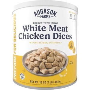 Augason Farms Cooked Freeze Dried White Meat Chicken Dices Can, Emergency Food Supply, Everyday Meals, 15 Servings