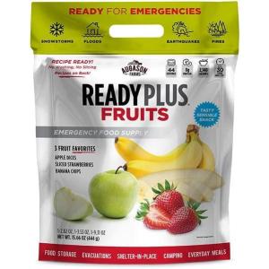 ReadyPlus Fruits Emergency Food Supply, 44 Servings, 30 Year Shelf Life, 8 Grams Protein Total – Dehydrated Fruits Camping Essentials, Resealable Pouch, Freeze Dried Banana Chips, Sliced Strawberries, and Diced Apple