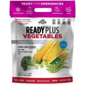 ReadyPlus Vegetables Emergency Food Supply, 50 Servings, 30 Year Shelf Life, 80 Grams Protein Total – Dehydrated Vegetables Camping Essentials, Resealable Pouch, Freeze Dried Broccoli Florets & Stems, Sweet Corn, and Peas