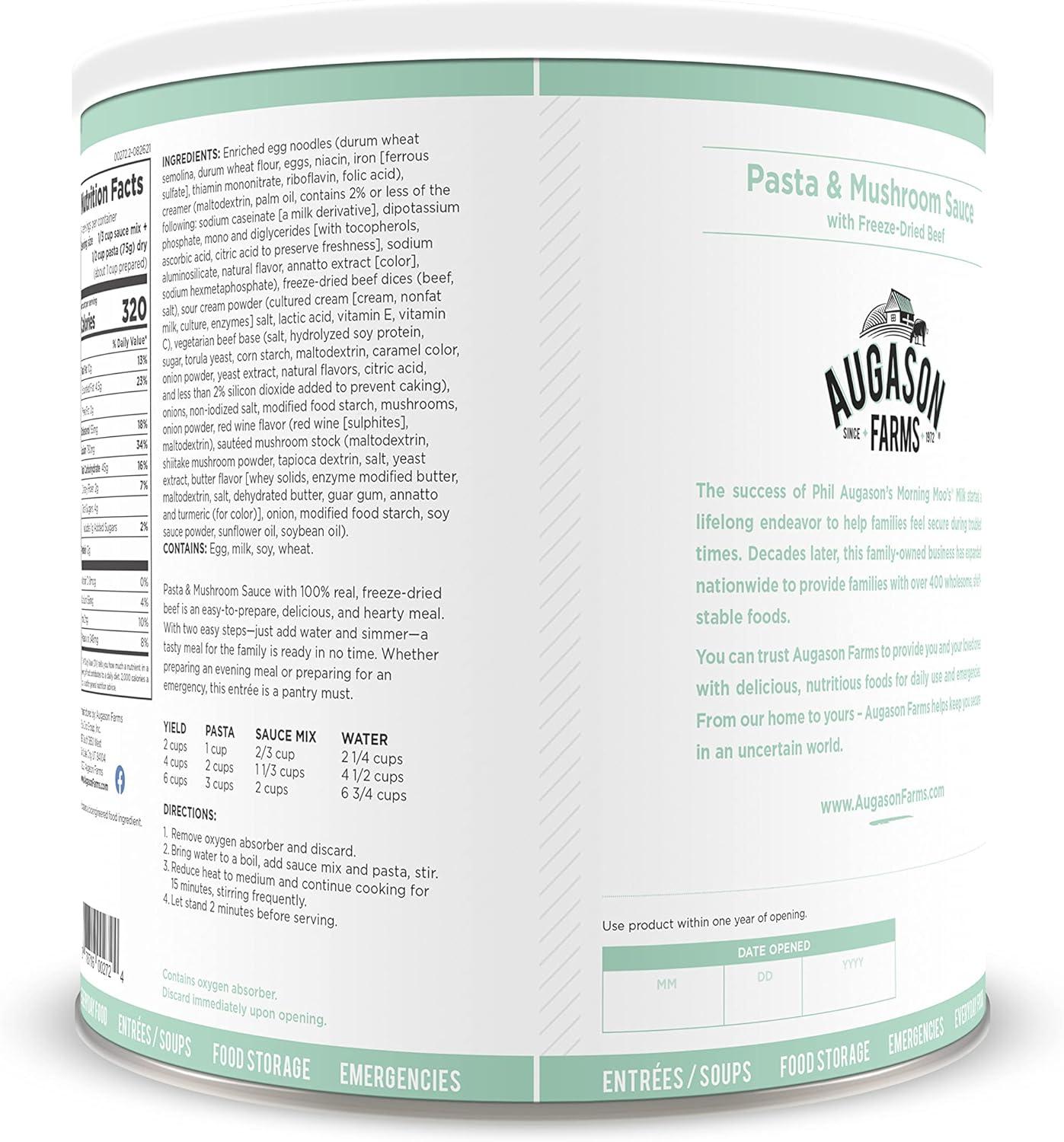 image:imageAugason Farms Freeze Dried Beef Stroganoff Kit 4096 oz No 10 Can